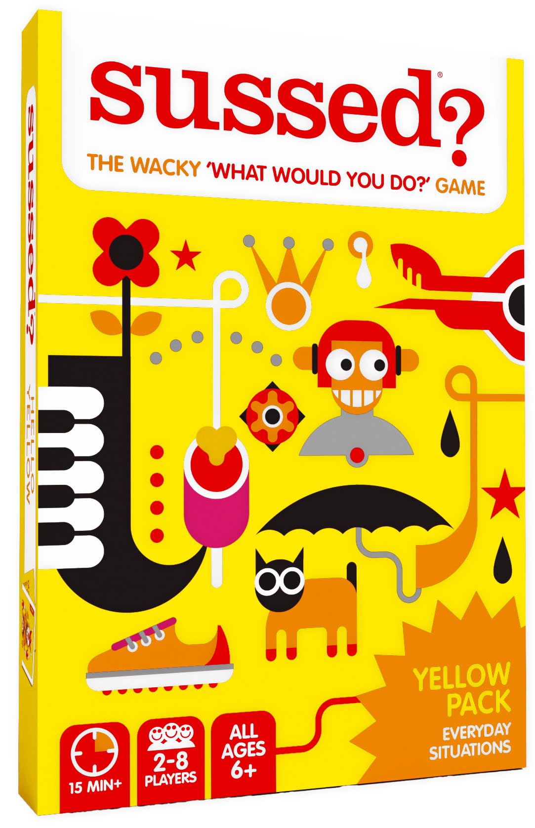 Hot SUSSED The Wacky ‘What Would You Do’ Social Card Game - Fun & Easy for Kids - Family Travel Game for Road Trips & Car Journeys - Ages 6 & Up - Yellow Deck