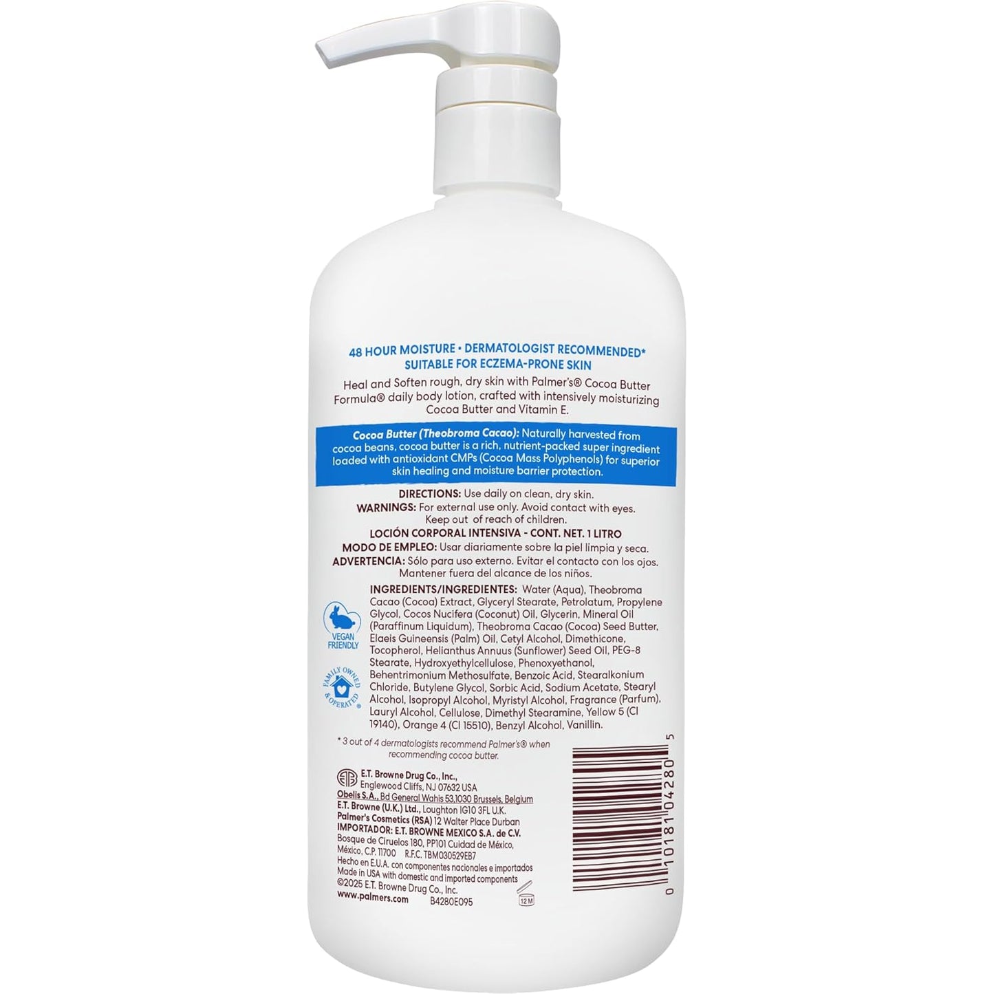 HotPalmer's Cocoa Butter Body Lotion Formula, Daily Skin Therapy (33.8 Fl Oz)
