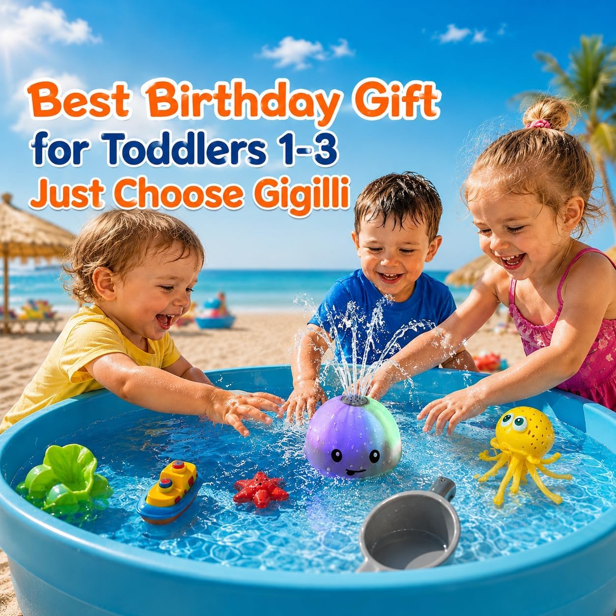 HotGigilli Bath Toys for Kids, Baby Bath Toys, Pool Water Toys for Toddlers, Babies Boy Girl Gifts, Light Up Whale Bath Toy Sprinkler, Birthday Bathtub Fountain Toy