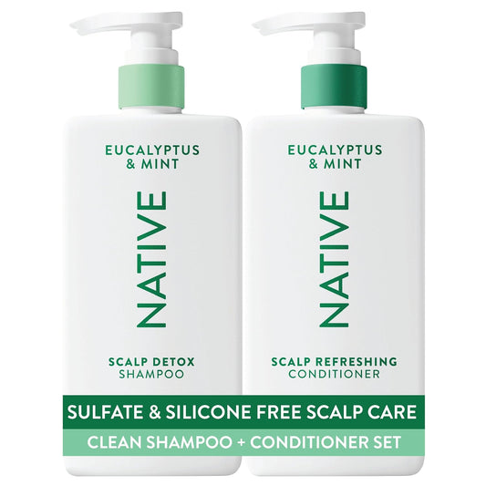 HotNative Scalp Detox Shampoo and Conditioner, Eucalyptus & Mint, Naturally Derived Ingredients | All Hair Types, Color & Treated, Fine to Dry Damaged, Sulfate & Dye Free - 2-Pack