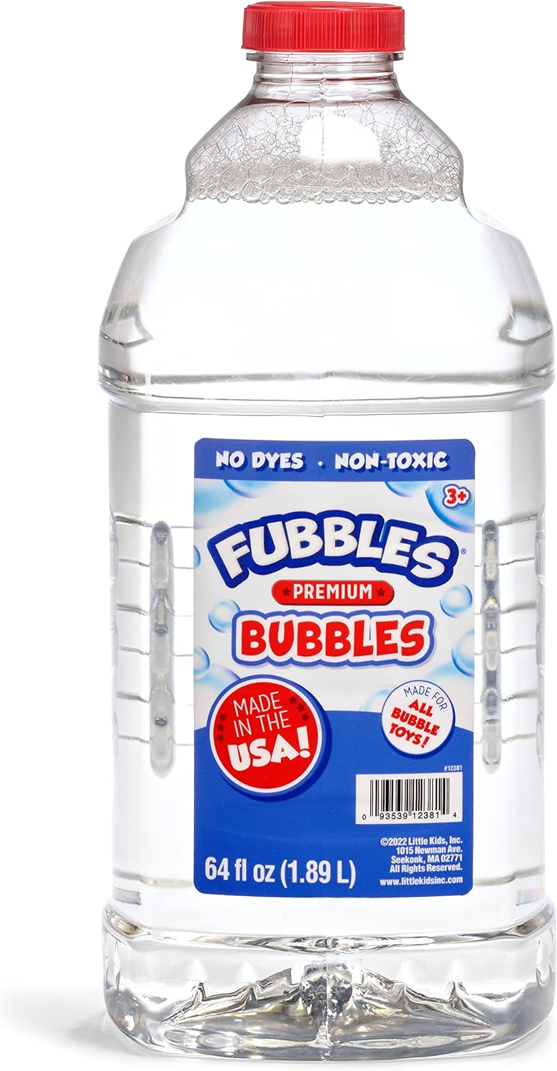 HotLittle Kids Bubbles by Fubbles | Made in The USA | 64oz Non Toxic Bubble Solution | Refill Solution for Bubble Machines and Bubble Toys