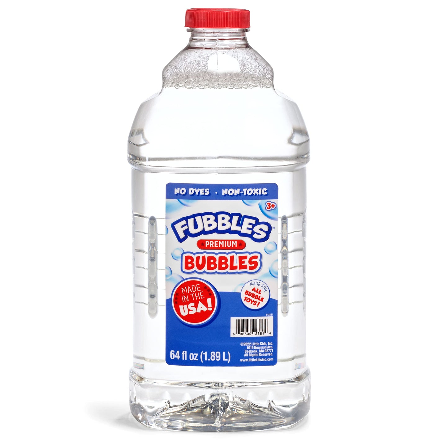 HotLittle Kids Bubbles by Fubbles | Made in The USA | 64oz Non Toxic Bubble Solution | Refill Solution for Bubble Machines and Bubble Toys