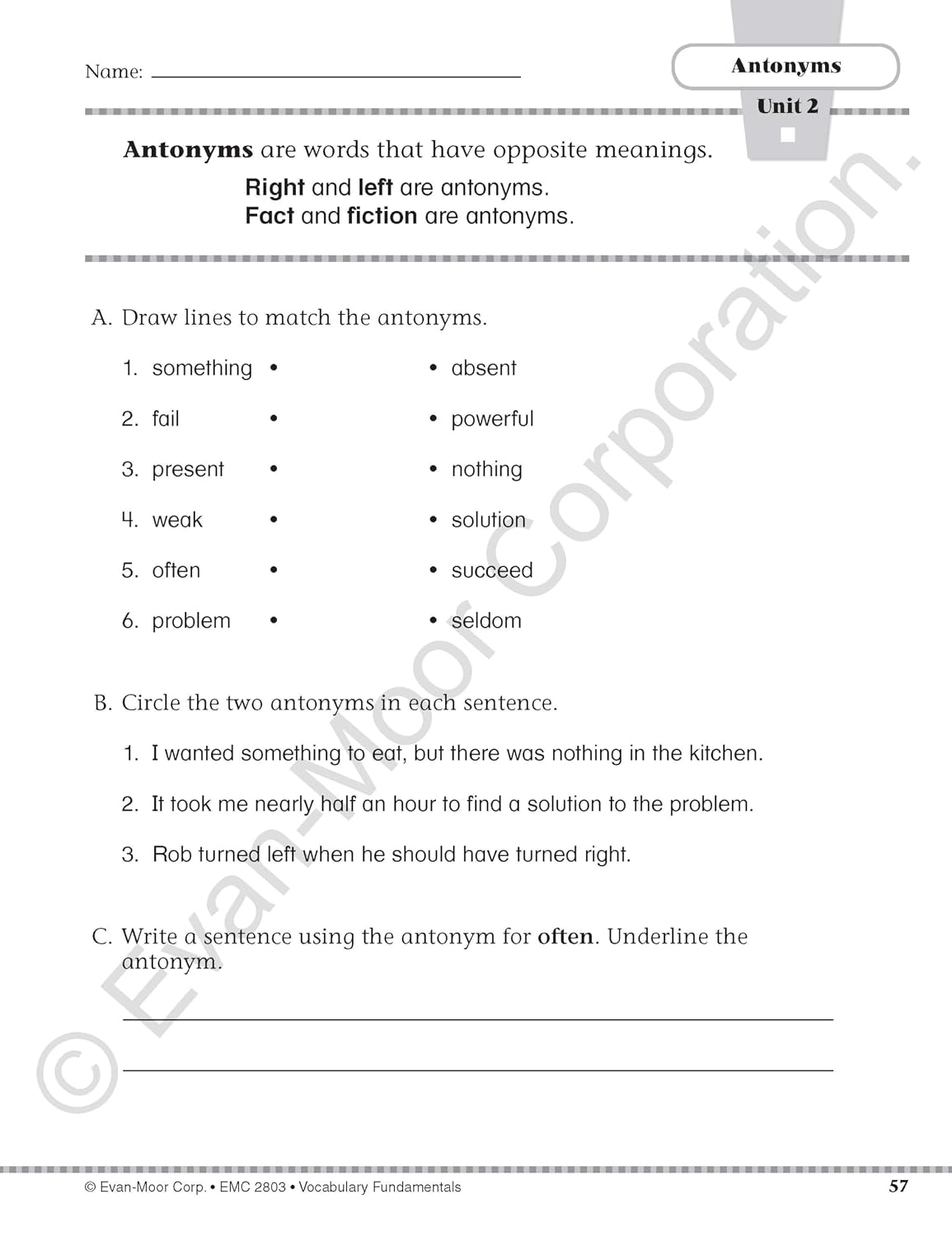 Hot Evan-Moor Vocabulary Fundamentals, Grade 3 Homeschool and Classroom Resource, Reproducible Worksheets, Compound Words, Synonyms, Antonyms, Homophones, Homographs, Prefixes, Root Words, Idioms