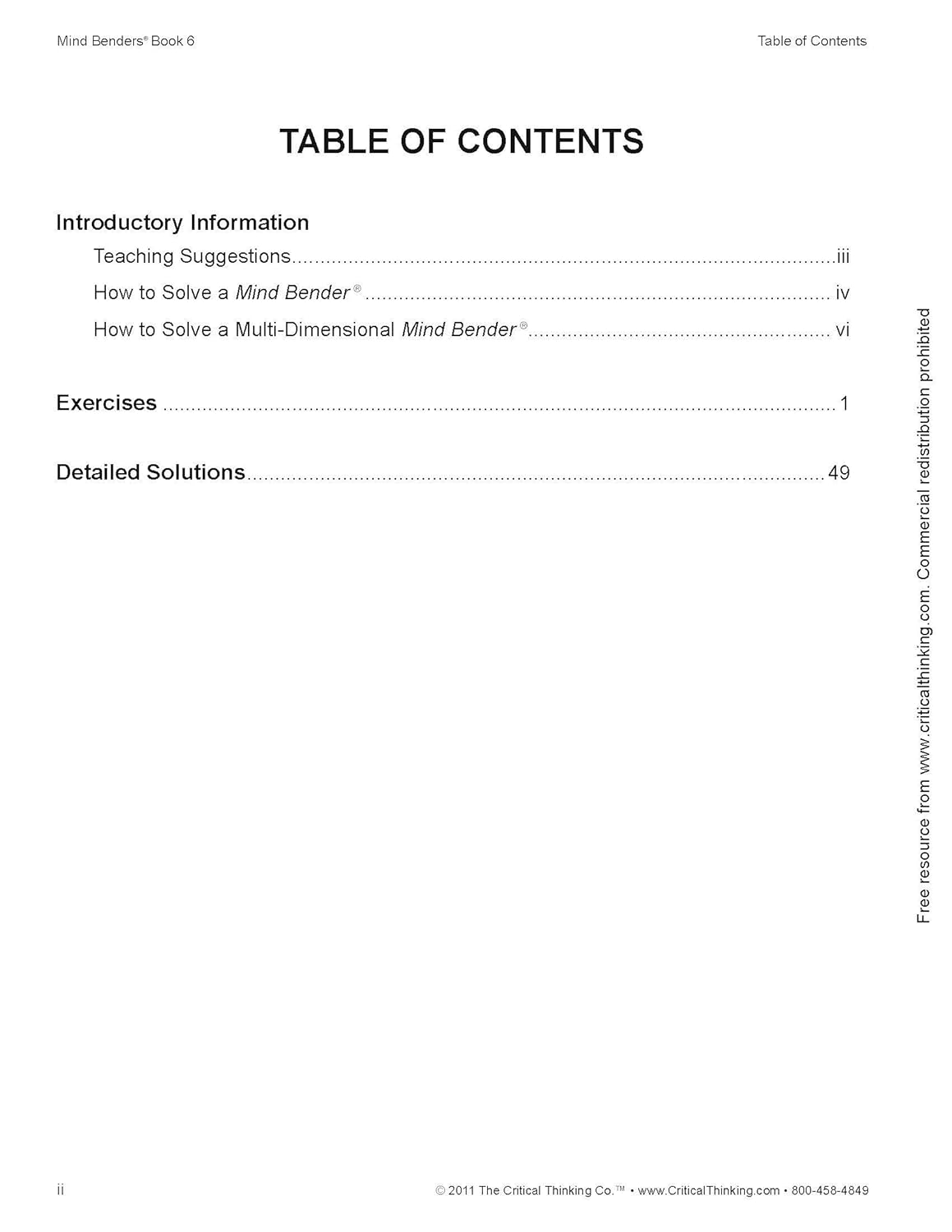 Hot Critical Thinking CTB01336BBP Mind Benders Book 6, Grades 7-12+, Grade: 7 to 7