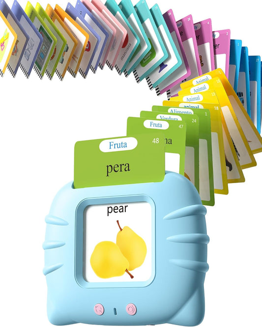 Hot Airbition Bilingual Spanish and English Talking Flash Cards for Ages 2+ | 510 Words, Pocket Speech Therapy Toy with 31 Themes, Montessori Language Learning Toy, Sensory Learning Kit for Children