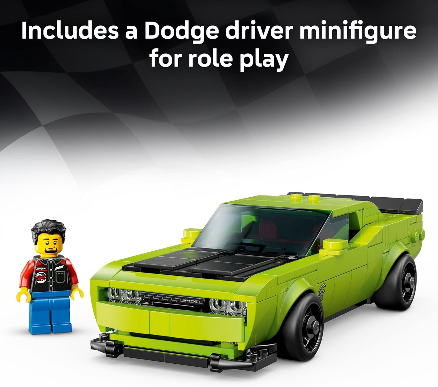 Hot LEGO Speed Champions Dodge Challenger SRT Hellcat Sports Car Toy - Building Set for Learning, Play and Display - Kids Toy for Boys and Girls, Ages 9+ - Birthday Gift Idea for Race Car Fans - 77237
