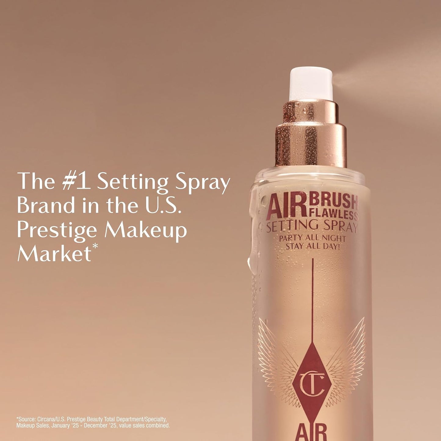 HotCharlotte Tilbury Airbrush Flawless Setting Spray - Ultra-Fine Hydrating Mist to Prime & Set Makeup Up to 16Hr – Soothes and Blurs Skin, Waterproof, Wedding Makeup