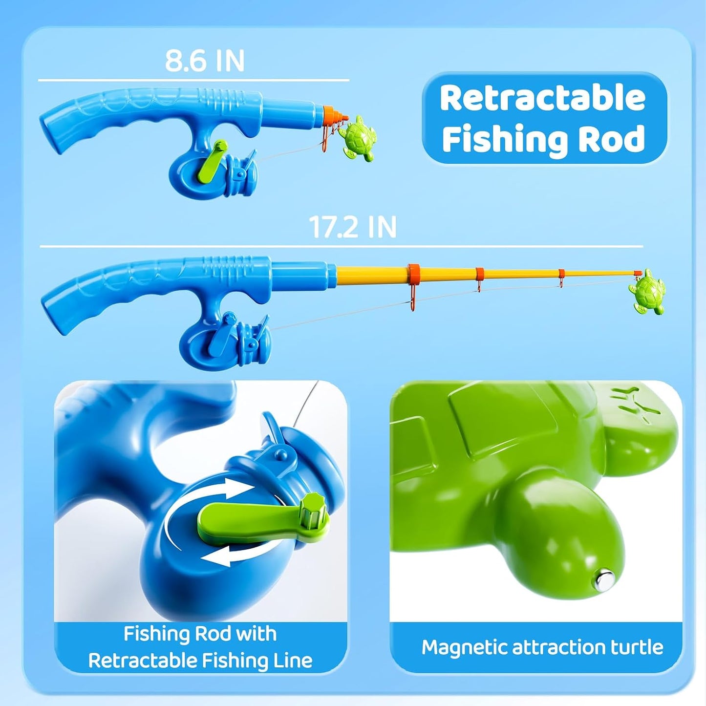 HotMagnetic Fishing Game Toys for Kids Toddlers 3-5 4-8, Water Table Bathtub Toys with Pole Rod Net Plastic Floating Fish, Water Bath Pool Outdoor Toys for Kids Toddlers Baby Age 3 4 5 6 7 8 Year Old