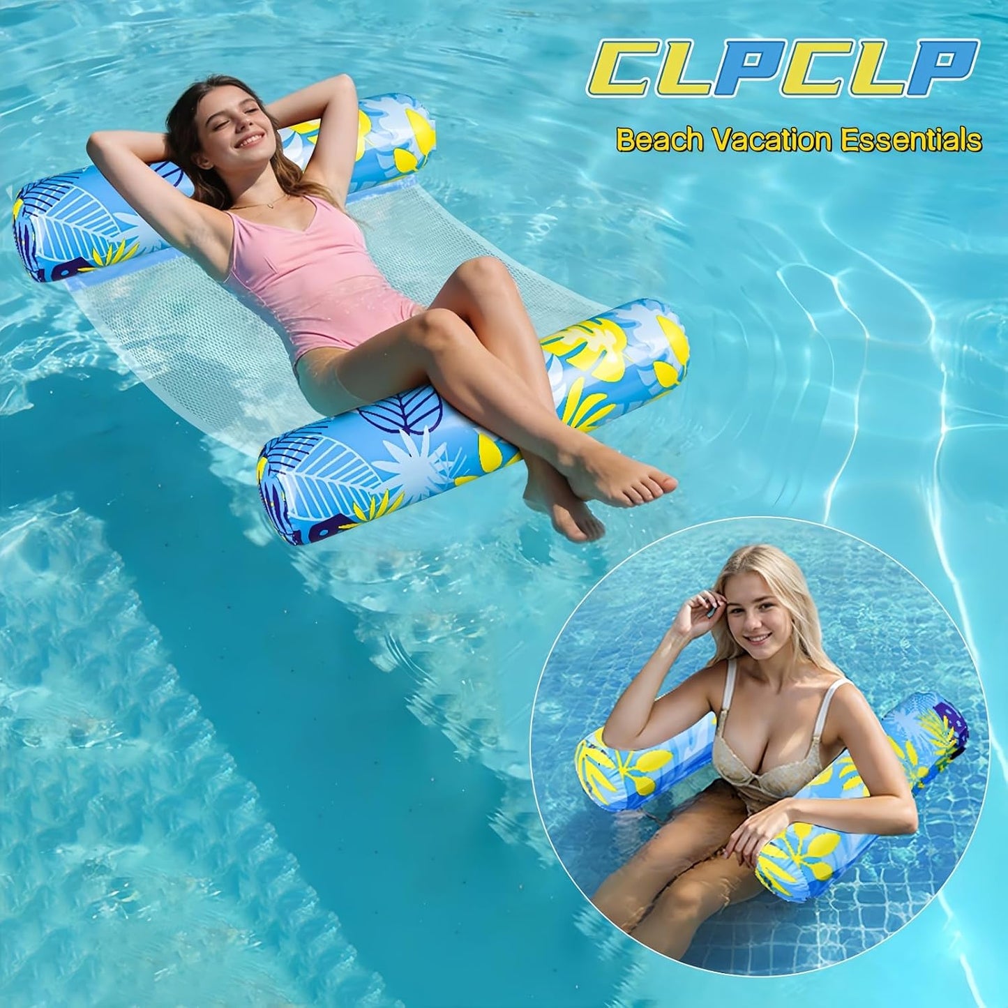 Hot Inflatable Pool Floats Adult，5 Pack Multi-Purpose Pool Float Water Hammock，Pool Float Chair-Swimming Pool Raft，Pool Hammock Floaties for Adults Beach Vacation Essentials