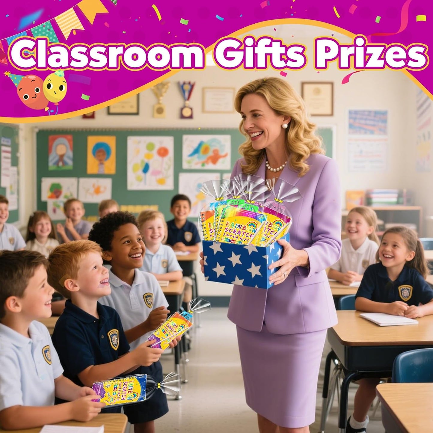 Hot Party Favors for Kids 4-8-12: 24 Pack Scratch Rainbow Art Crafts Notebook, Coloring Book Goodie Bags Stuffers Kit, Bulk Birthday Gift Classroom Prizes Girl Boy Toddler