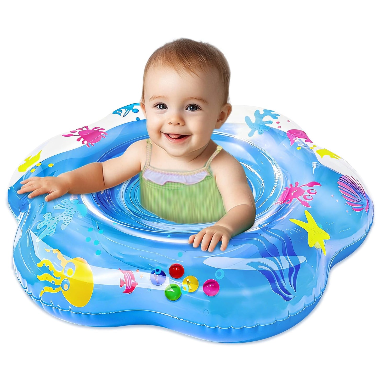 Hot 25.6" Inflatable Baby Pool Float for 6-36 Months Double Air Anti-Flip Safety Baby Swimming Float Toddler Swim Trainer Water Toys, Infant Swim Floats, Toddler Floaties,Kids Beach Toys Summer Essentials