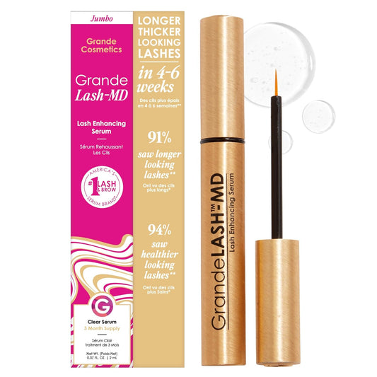 HotGrande Cosmetics GrandeLASH-MD Lash Enhancing Serum - Peptide & Vitamin Infused Formula for Longer, Thicker, Fuller Looking Lashes - Ophthalmologist Tested, Cruelty-Free, 6 Week Supply (1mL)