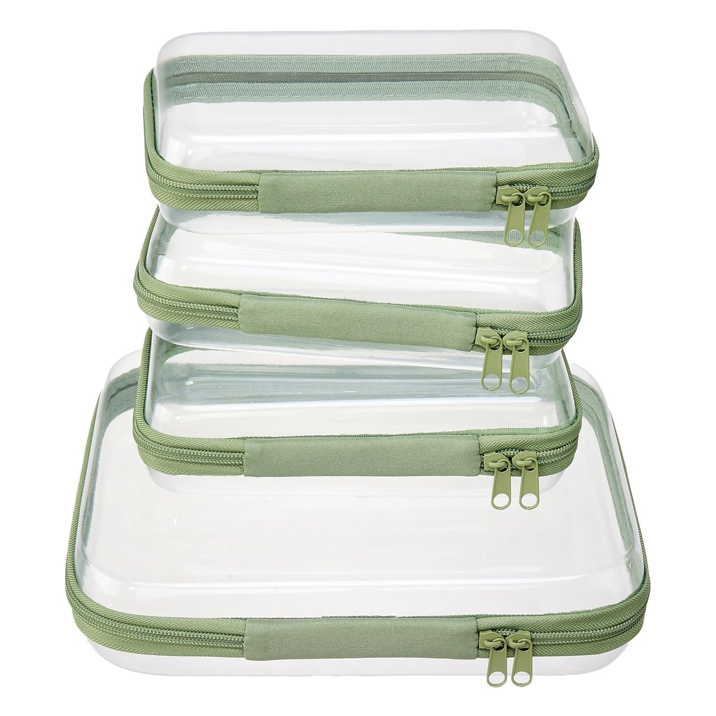 Hot4 pcs Clear Zipper Pouches,Hard Shell Zipper Case | Toiletry Bag for Travel, CLear Diaper Bag, Toiletry Pouch, Travel Organizer, Cosmetic Bag,Toy Storage Bins (M+3S)
