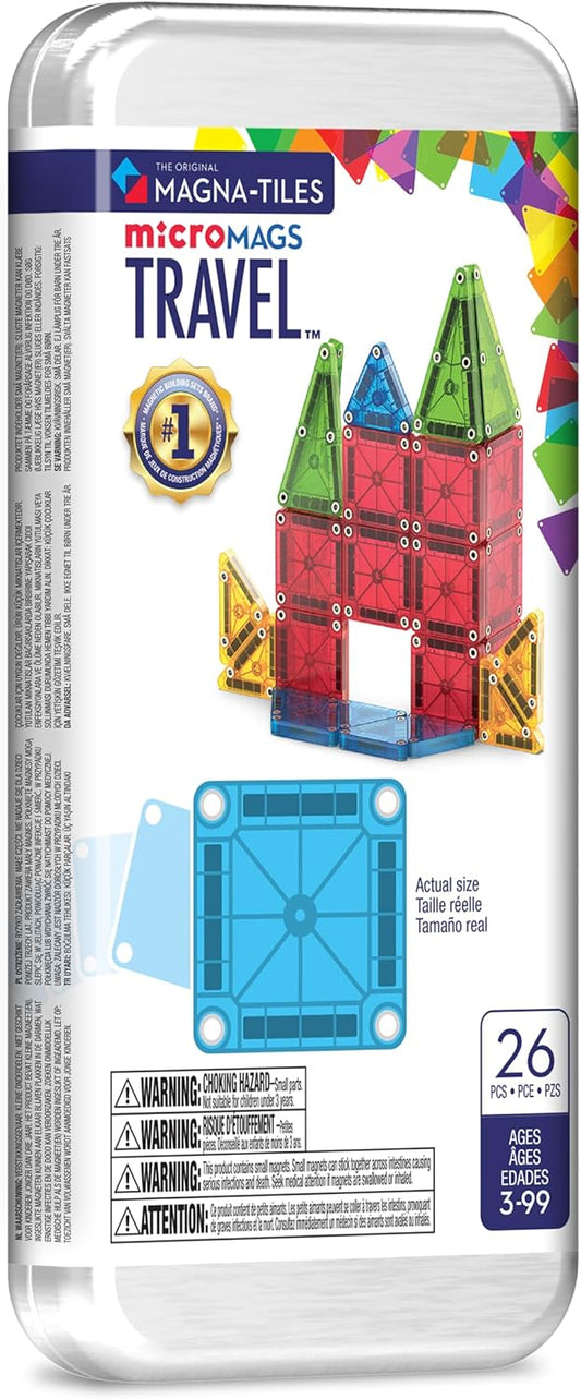 HotMAGNA-TILES microMAGS 26-Piece Travel Magnetic Construction Set – Bold Colors, The Original Magnetic Building Brand