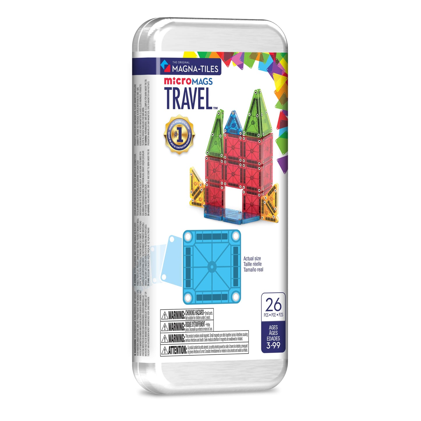 HotMAGNA-TILES microMAGS 26-Piece Travel Magnetic Construction Set – Bold Colors, The Original Magnetic Building Brand