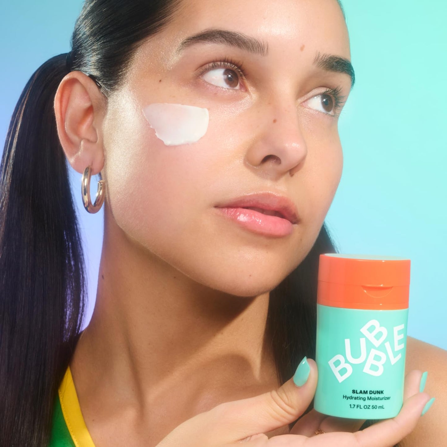 HotBubble Skincare Slam Dunk Hydrating Face Moisturizer - Travel Size Lightweight Face Lotion with Vitamin E + Aloe Vera - Daily Facial Moisturizer for Normal + Dry Skin with Blue Light Protection (50ml)