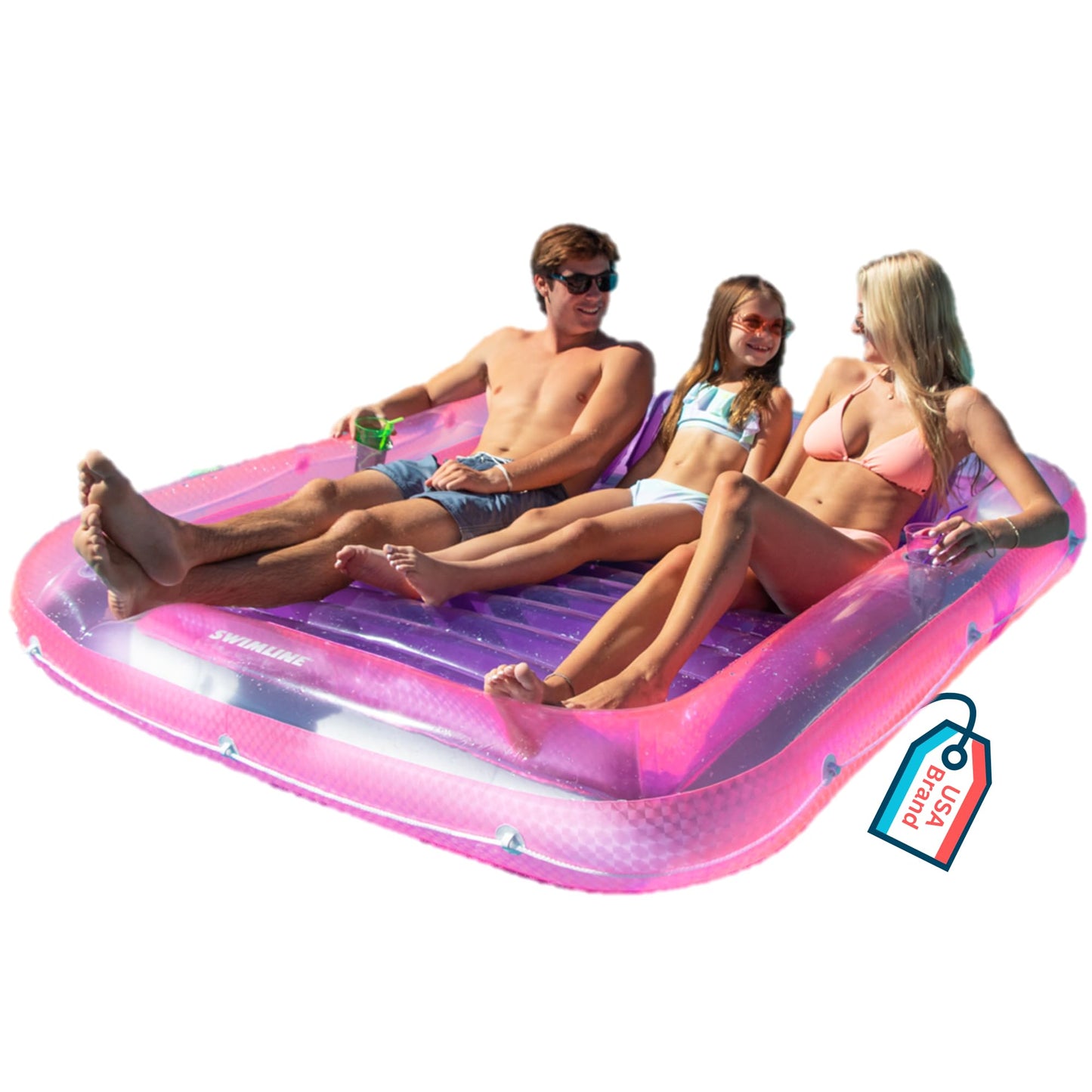 HotSWIMLINE Original Suntan Tub Series Classic Inflatable Tanning Float Floating Lounge | Personal Tan Pool Hybrid Lounger | Adjustable Pillow | Fill with Water | Reflective Tanning Design