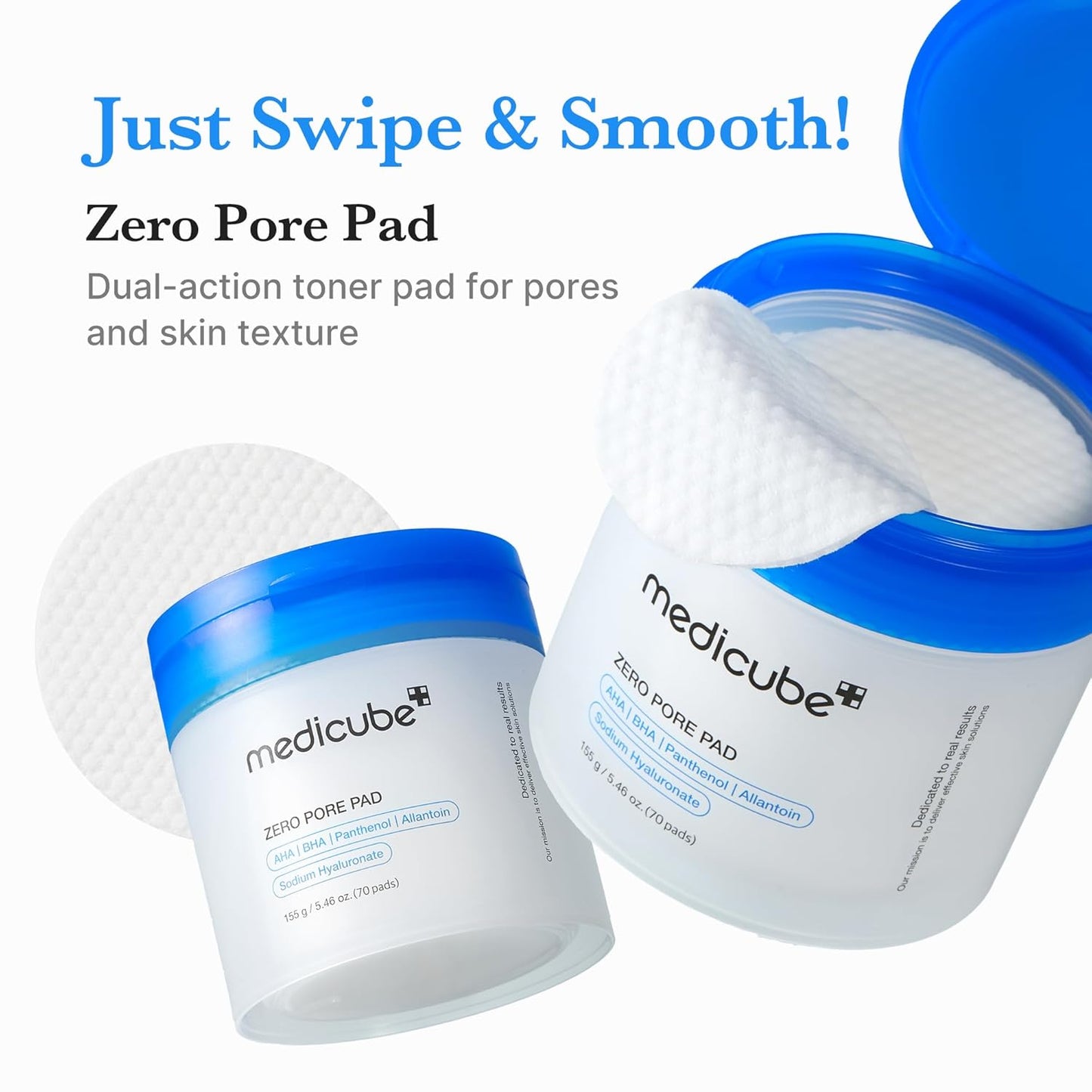 Hotmedicube Toner Pads Zero Pore Pad 2.0 | Dual-Textured Facial Pad for Exfoliation and Pore Care with 4.5% AHA Lactic Acid, 0.45% BHA Salicylic Acid | Ideal for All, Korean Skin Care, 70 Pads (1 Pack)