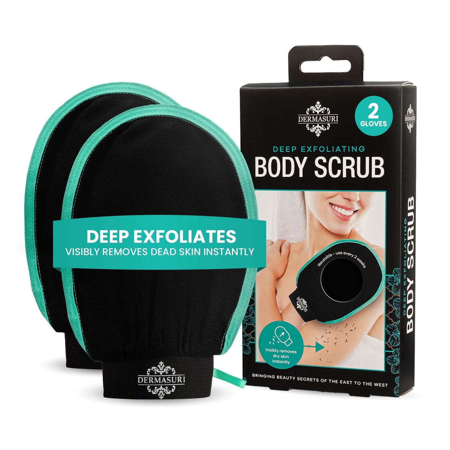 HotDermasuri - Deep Exfoliating Glove - Korean Exfoliating Mitt & Body Scrubber - Keratosis Pilaris Treatment Scrub - Self Tanner Mitt & Ingrown Hair Exfoliator - Shower Gloves for Women & Men - (1 Pack)