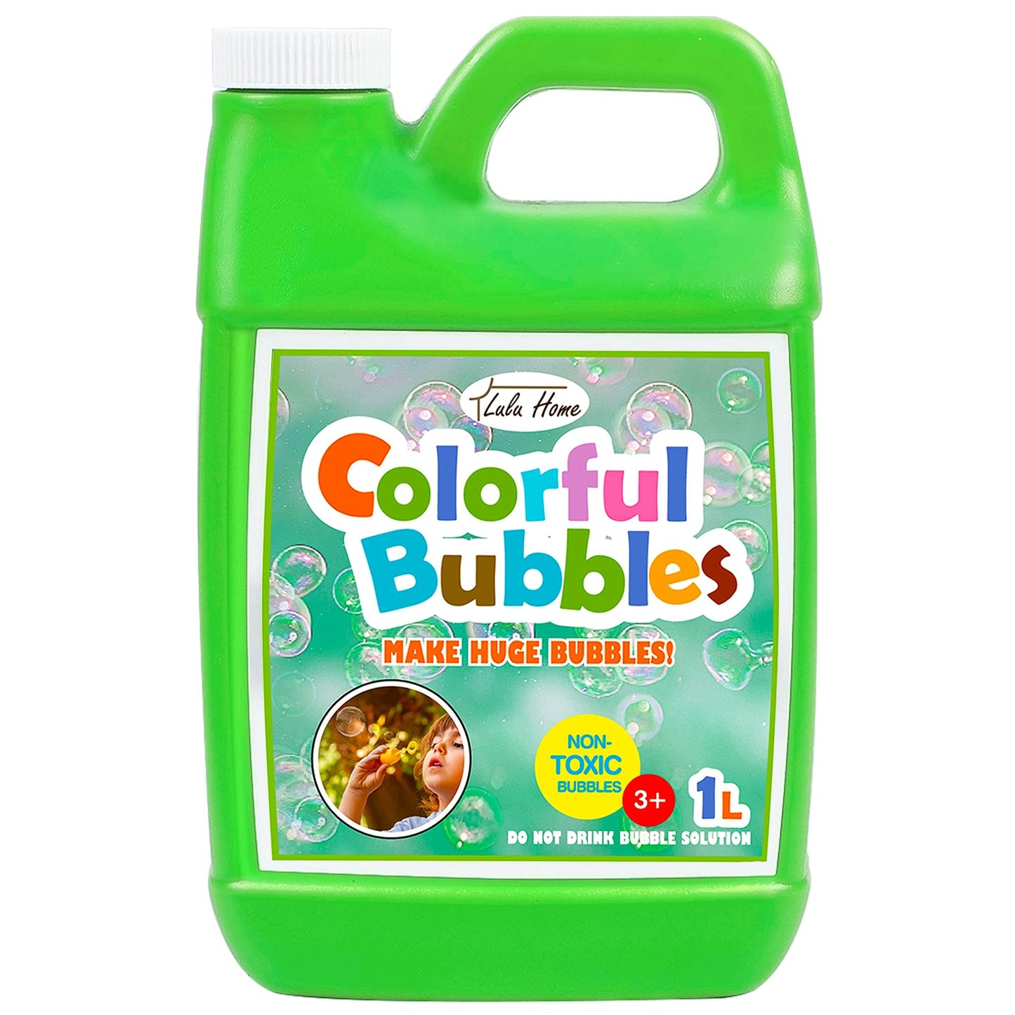 HotLulu Home 33.8 OZ/1 L Concentrated Bubble Solution, Refill for Bubble Machines, Giant Wands, and Blowers - Up to 2.5 Gallons for Kids' Birthday Parties