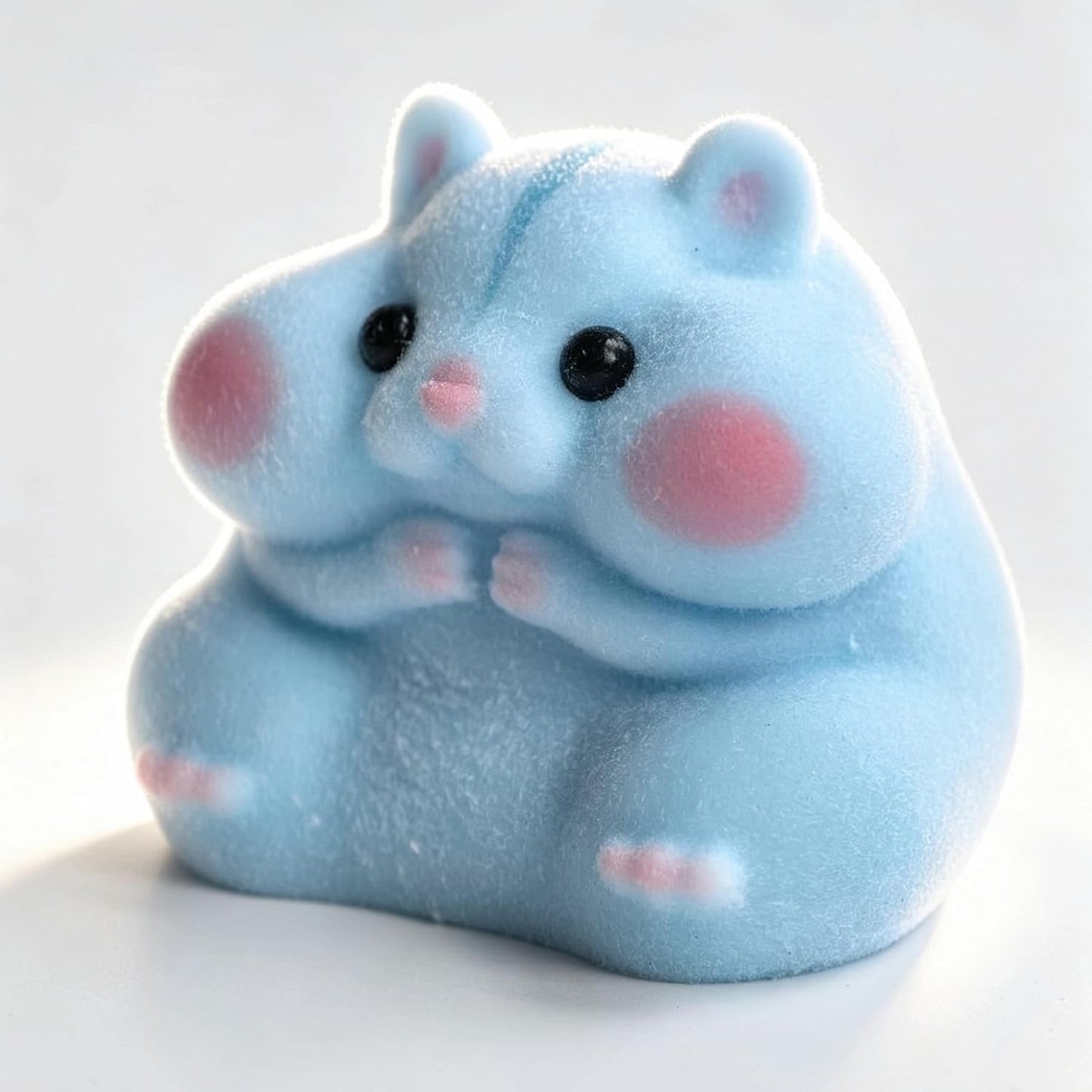 HotHandmade Taba Squishy Hamster Toy, Cute Squishy Stress Relief Fidget Toy | CUTE SQUEEZE Soft Non-toxic Silicone Cheese Butter Dumpling Squishy, Fuzzy Animal Sensory Toys for Kids Adults, Blue