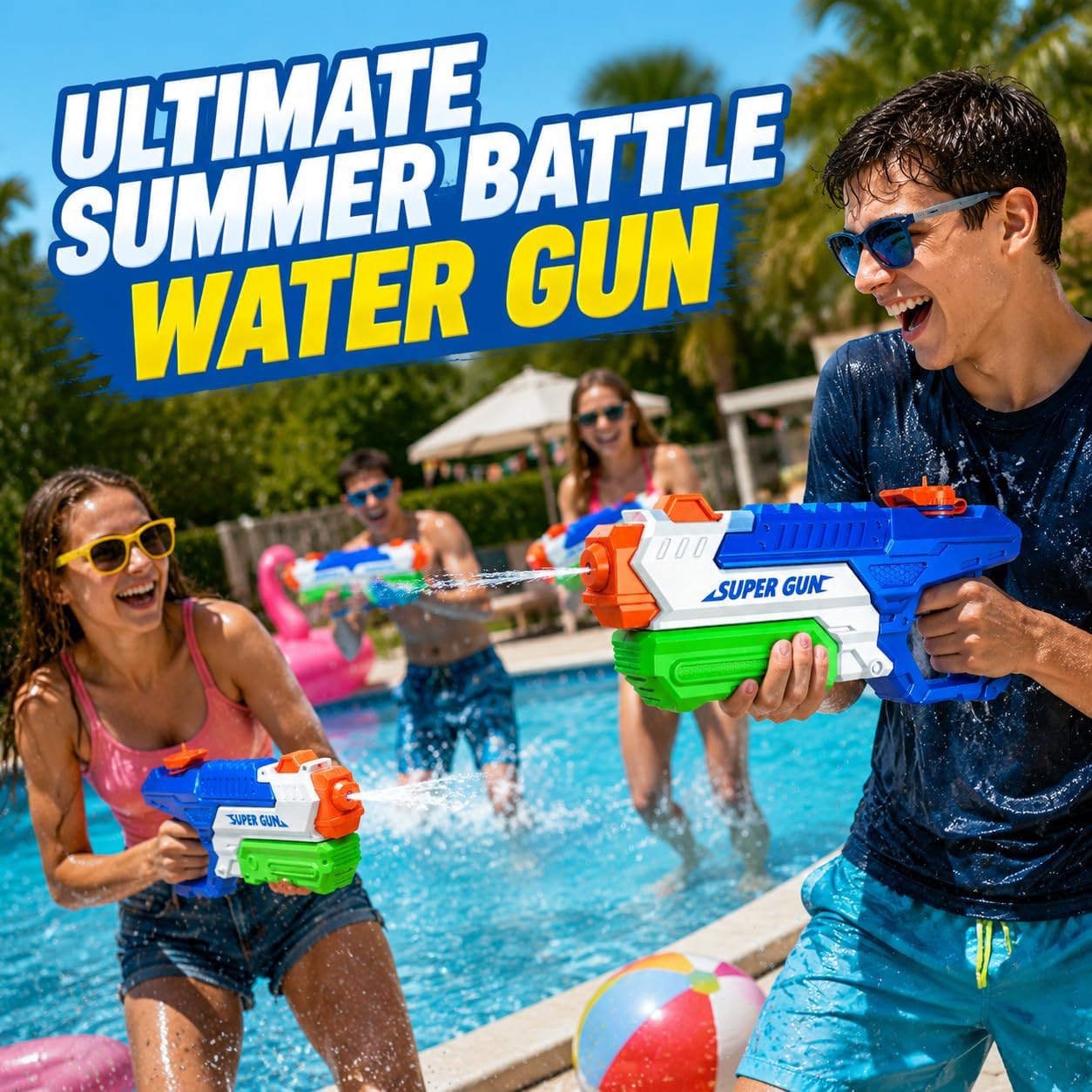 Hot 3 Pack Water Guns for Kids Adults, 600cc High Capacity Super Squirt Blaster Soaker, Long Range Pump Action Water Gun Squirter, Outdoor Summer Pool Beach Water Fighting Toys