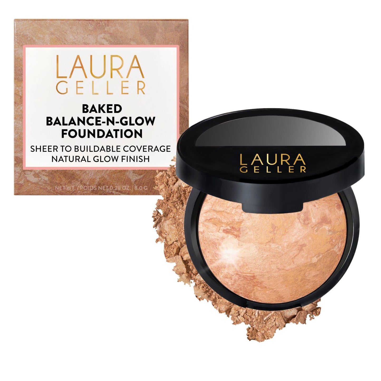 HotLAURA GELLER NEW YORK Baked Balance-n-Glow Illuminating Powder Foundation – Medium – Handmade in Italy – Pearl-Infused Satin Finish – Vitamin C Brightening – Buildable Sheer Coverage – For Mature Skin