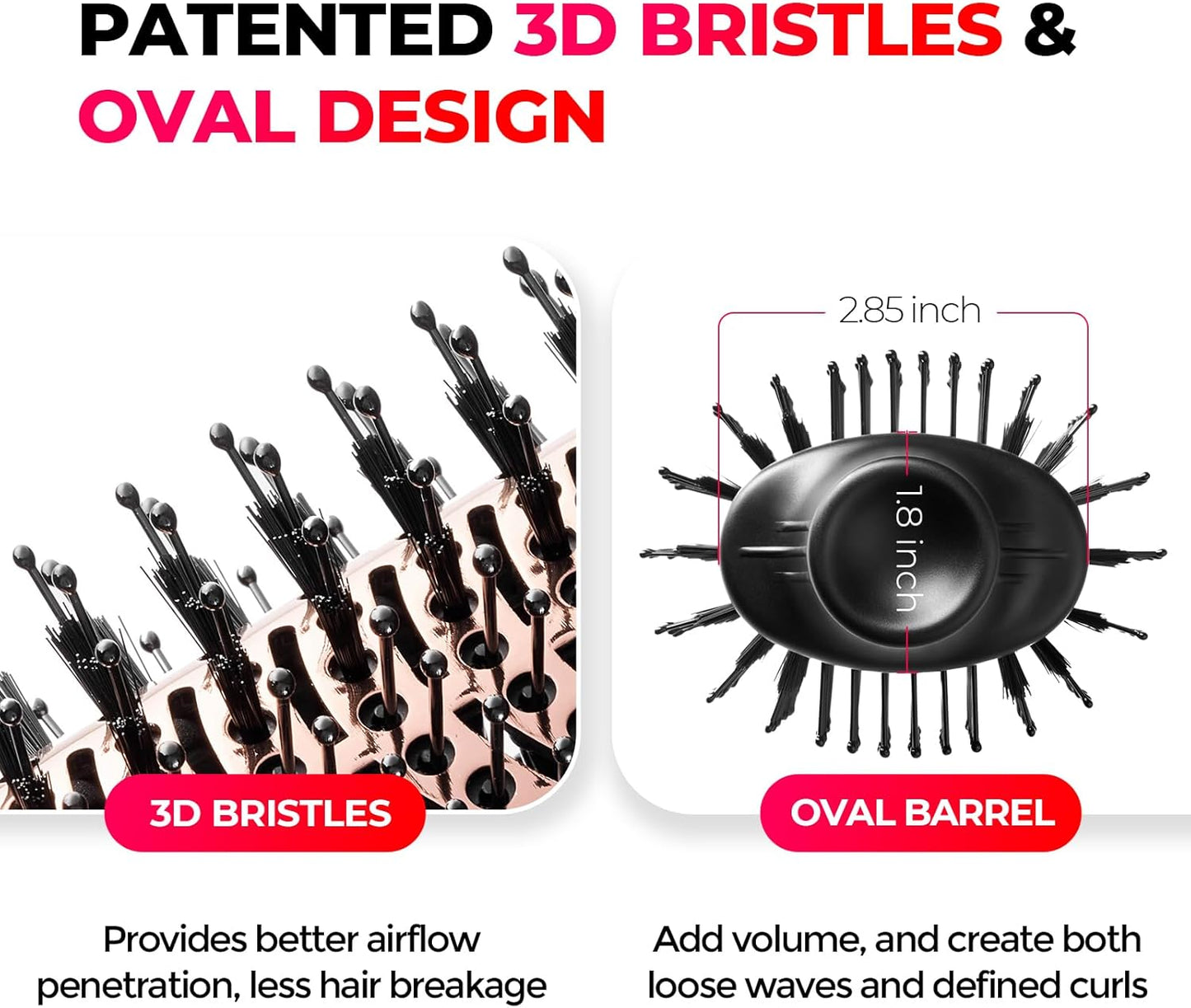 HotTYMO Hair Dryer Brush Blow Dryer Brush in One, 4 in 1 Ionic Hairdryer and Styler Volumizer with Oval Titanium Barrel, Hot Air Straightener for Smooth Frizz-Free Blowout, Gold, 2.85 Inch