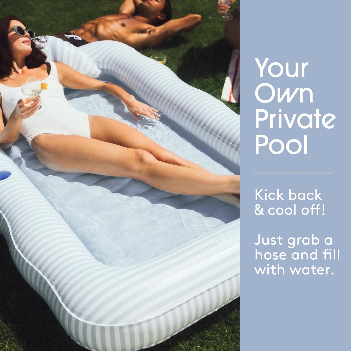 Hot FUNBOY Tanning Pool Lounger Float, XL 72'' x 48'' Pool Float with Custom Pillow and Large Cup Holder, Perfect for Pool or Backyard.