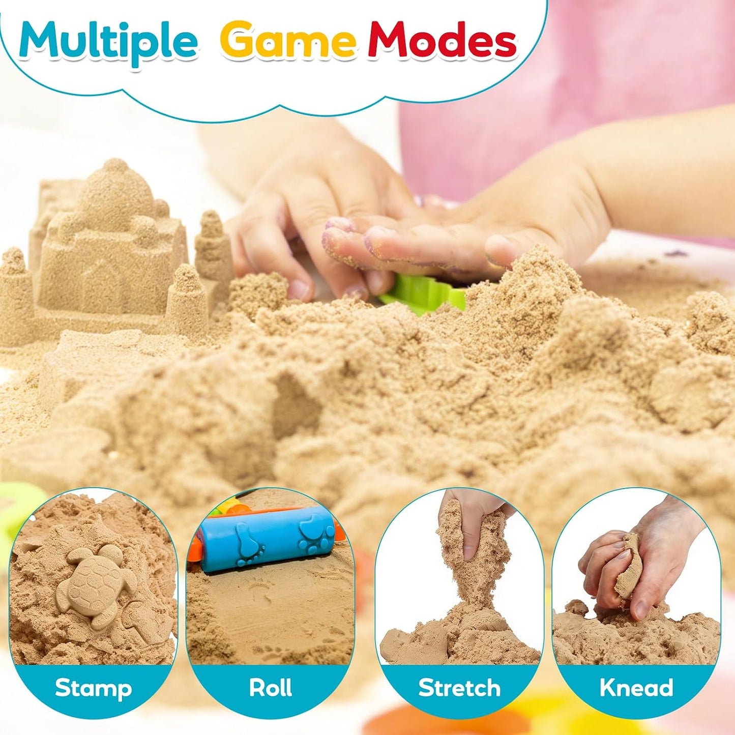 HotFURWEY 6.6lbs Play Sand, Natural Brown Sensory Sand,Suitable for Children to Shaping, Squeezing and Sculpting（Without Molds）