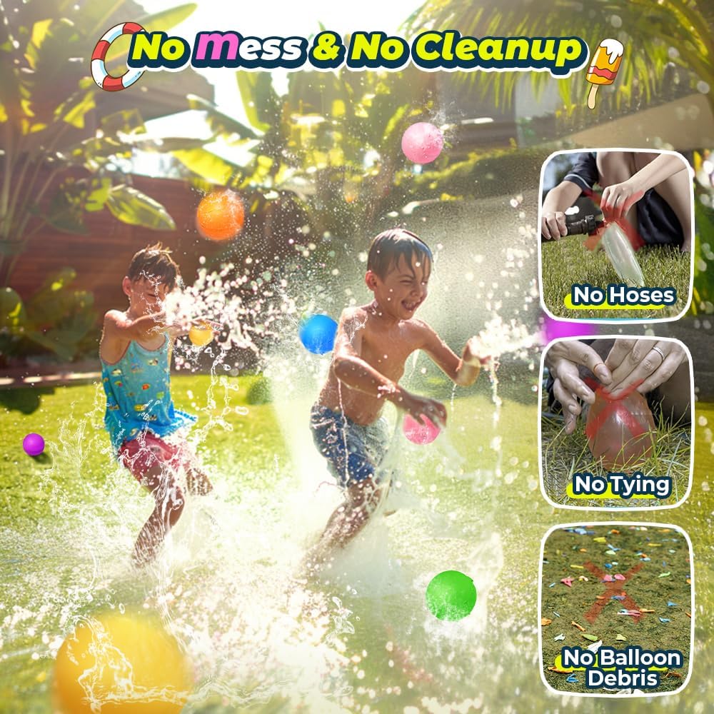 Hot12Pcs Reusable Water Balloons, Pool Beach water Toys for Boys and Girls, Outdoor Summer Toys for Kids Ages 3-12