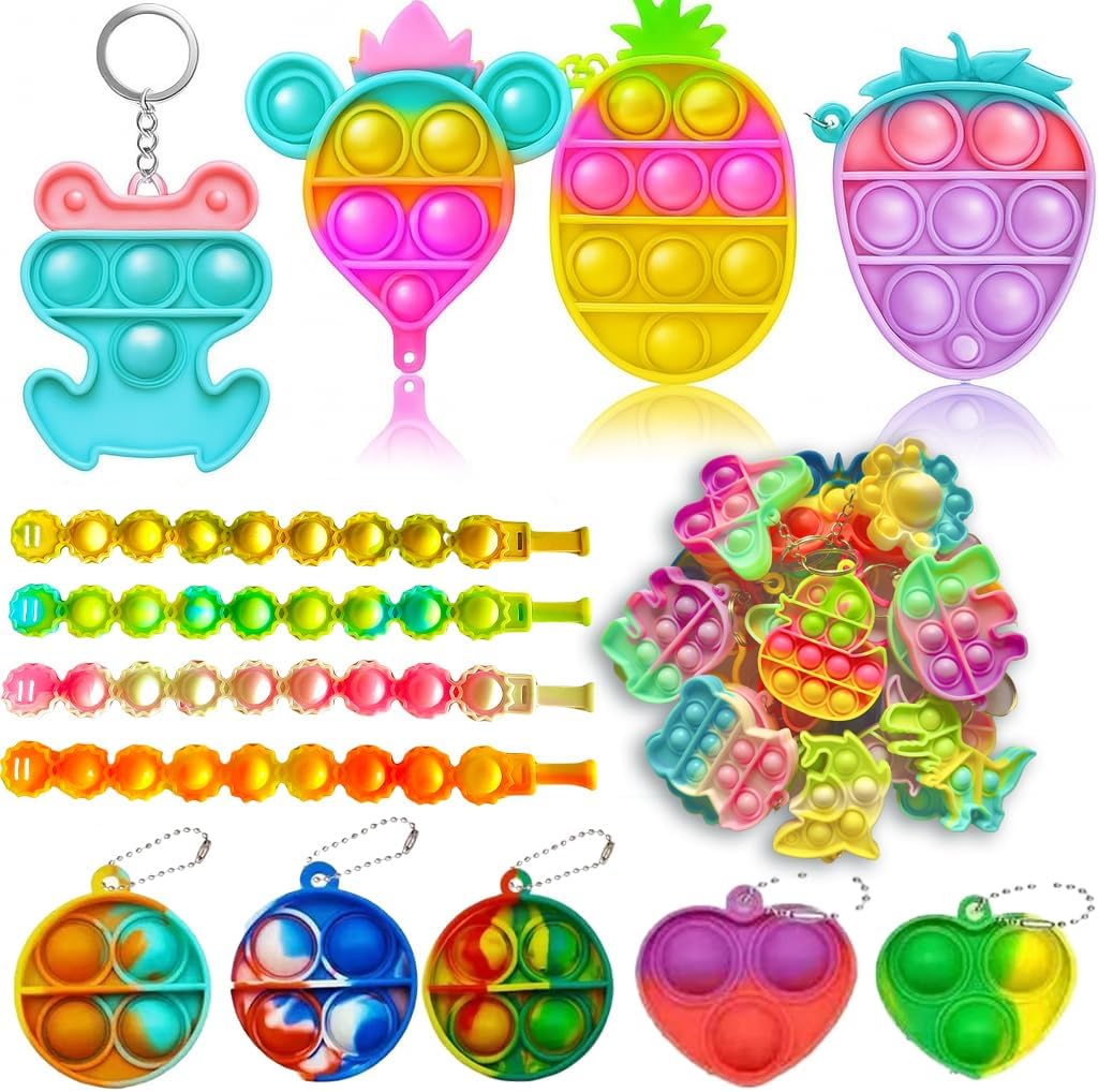 Hot160 Pcs Fidget Toys Party Favors Pack, Randomly Selected Pop Sensory Set Gifts Stickers for Kids Adults Boy Girl Stocking Stuffers Autistic Bulk Goodie Bag Filler Treasure Box Classroom Prizes School