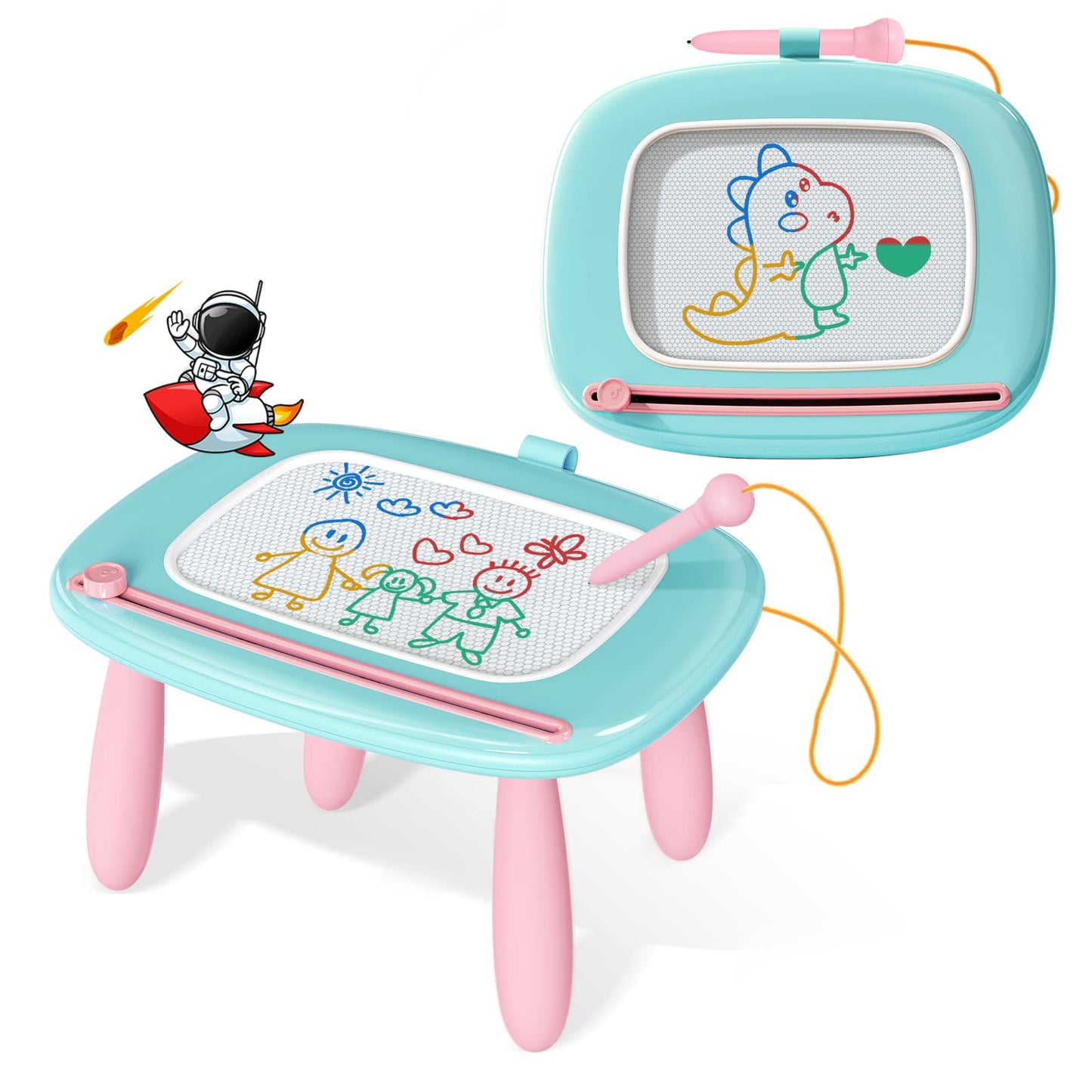 HotKikidex Magnetic Drawing Board, Toddler Girl Toys for 1-3 Year Old, Doodle Board Pad Learning and Educational Toys for 1 2 3 Year Old Baby Kids Birthday Gift (Soft Pink)