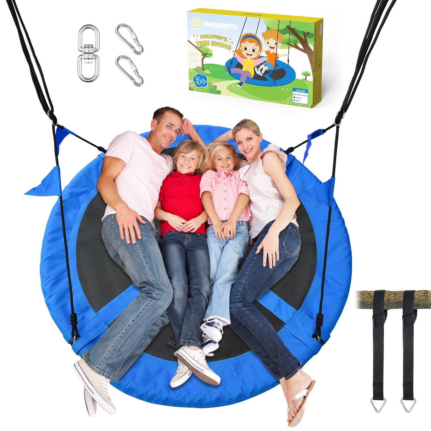 Hot PACEARTH 40 Inch Saucer Tree Swing Flying 900lb Weight Capacity 2 Added Hanging Straps Adjustable Multi-Strand Ropes Colorful Safe and Durable Swing Seat for Children