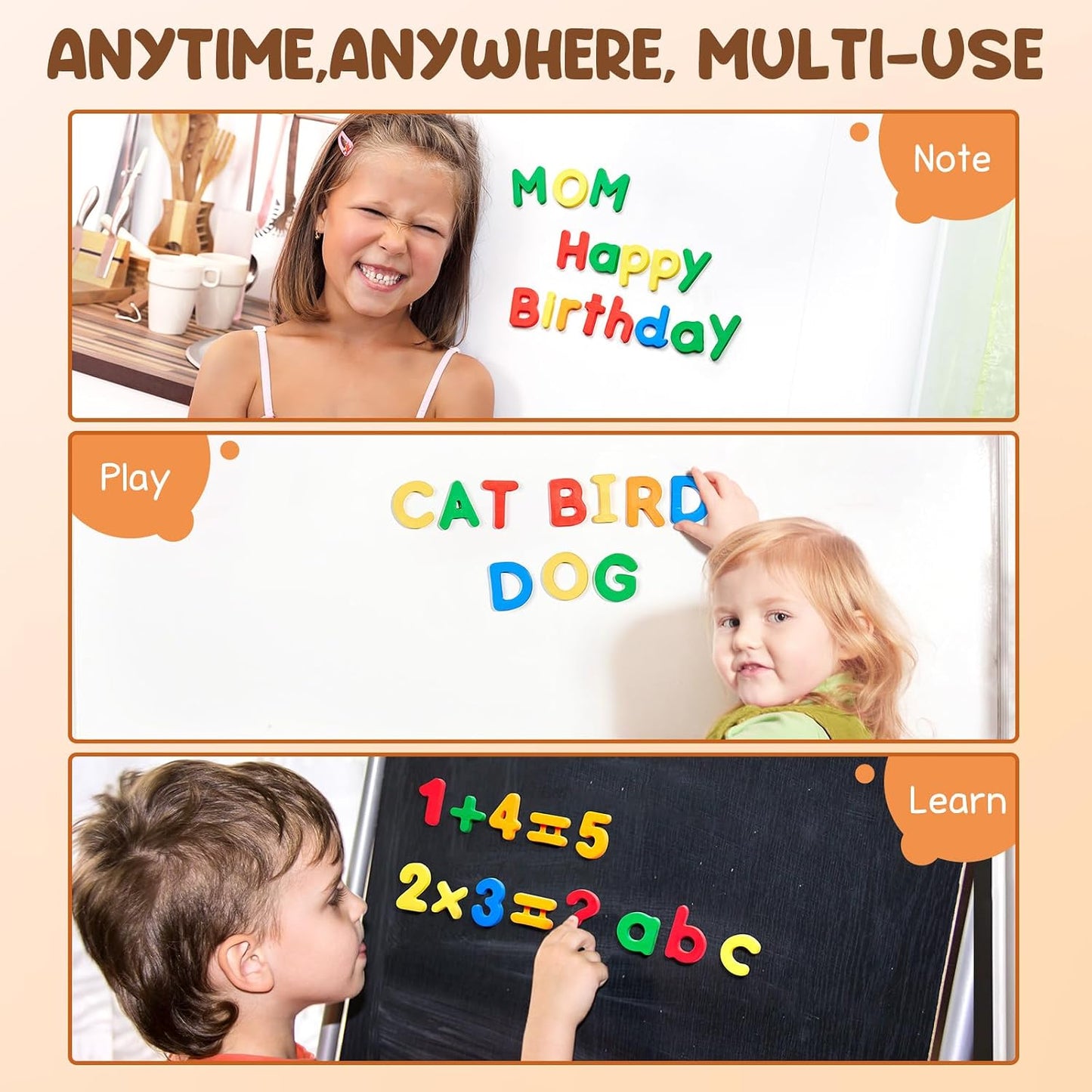 HotJoyCat 78 Pieces Magnetic Letters Numbers Alphabet Fridge Magnets ABC 123 Preschool Educational Learning Plastic Colorful Toy Set Uppercase Lowercase Math Symbols for Toddlers Kids 3+