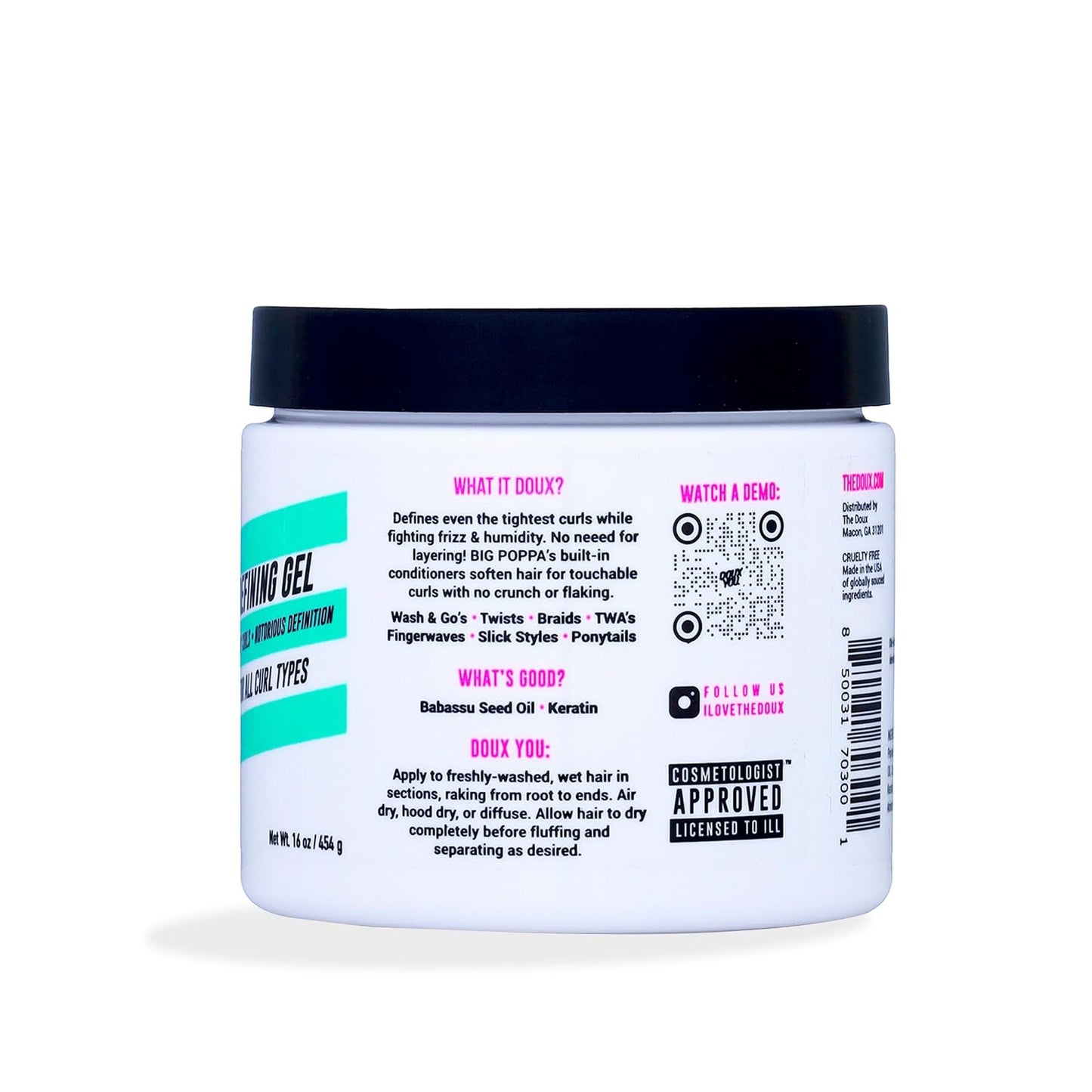 HotThe Doux Big Poppa Defining Gel, Curling Gel to Fight Frizz and Humidity, Curl-Defining Hair Products, Suitable for All Curl Types