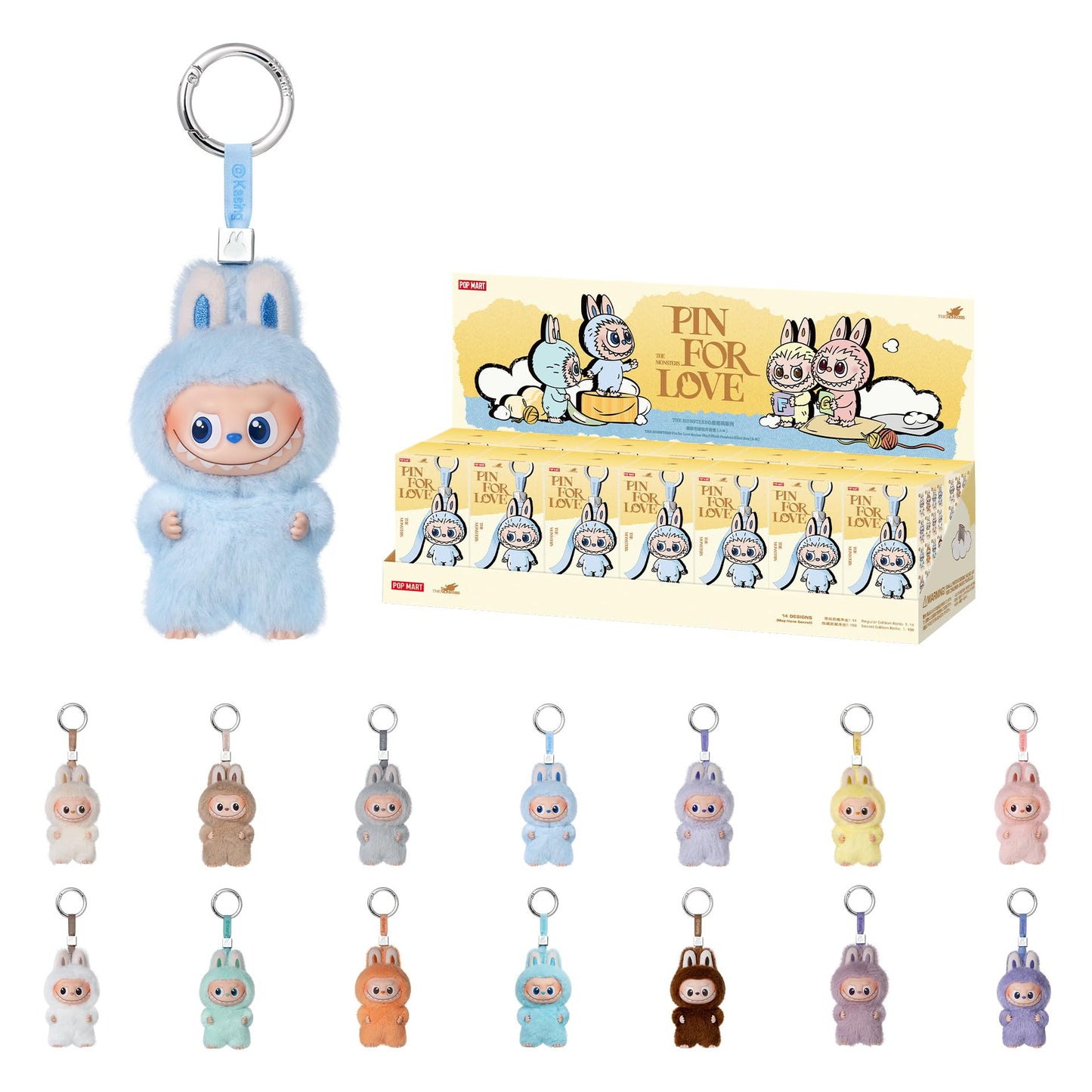 Hot POP MART THE Monster Pin for Love Blind Box (A–M) Single Box | Mini Labubu Doll Blind Box Mystery Box Keychain – Vinyl Plush Pendant, Bag Charms, Holiday & Birthday Gift for Kids