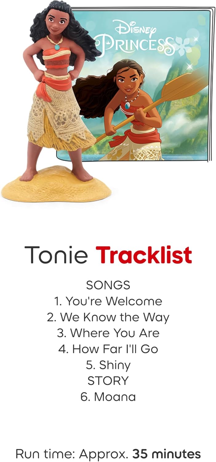 HotToniebox 2 Audio Player Disney Princess Bundle for Kids 3+ with Ariel, Moana, Merida, and Belle - Cloud Pink