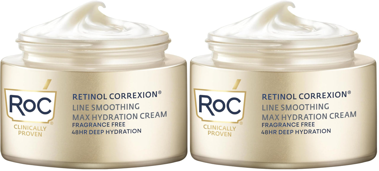 HotRoC Retinol Correxion Max Daily Hydration Anti-Aging Face Moisturizer with Hyaluronic Acid, Oil Free Skin Care Cream for Fine Lines, Dark Spots, Post-Acne Scars, Retinol Moisturizer, 1.7 Ounces