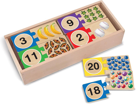 HotMelissa & Doug Self-Correcting Wooden Number Puzzles with Storage Box (40 pcs)