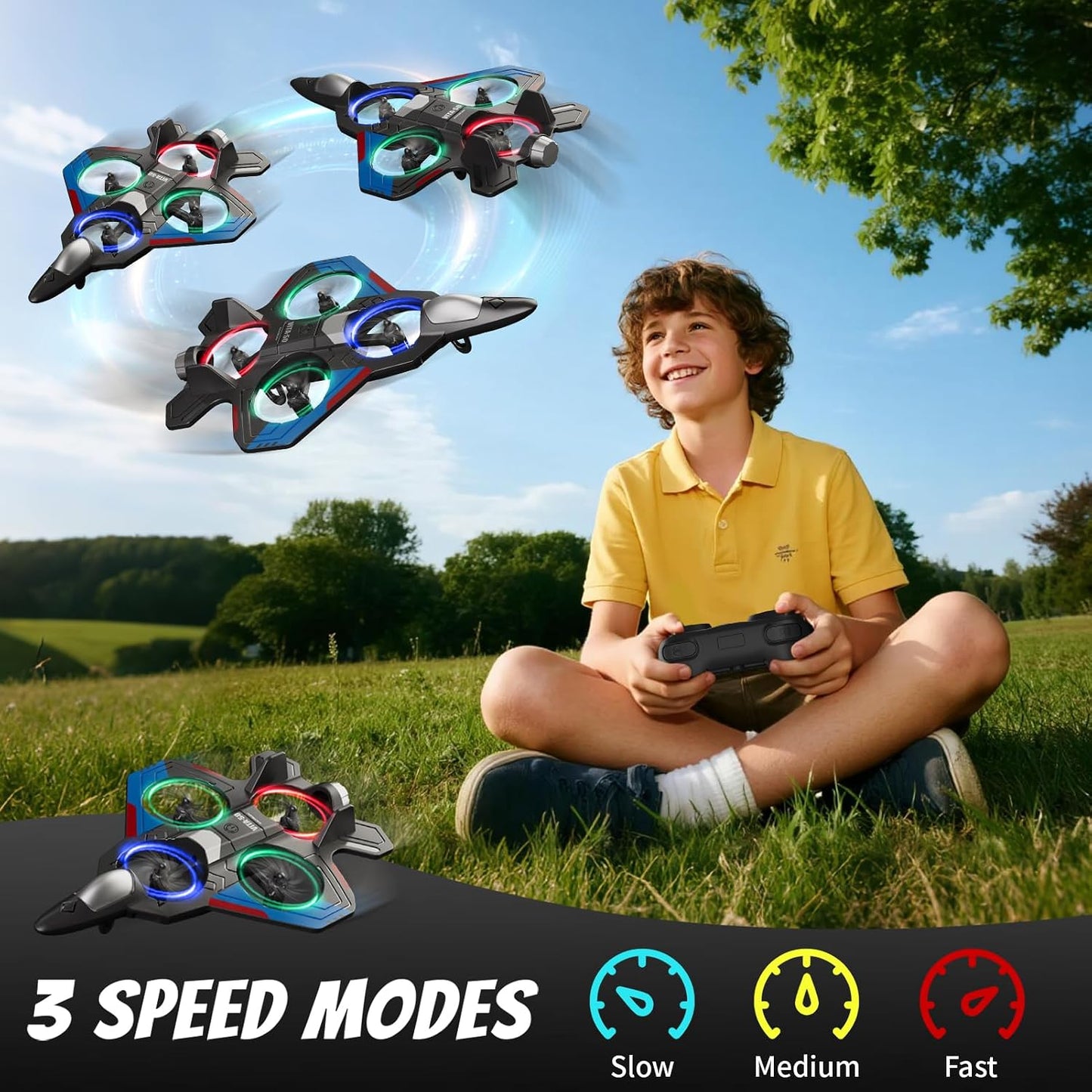 Hot4DRC RC Planes Remote Control Airplanes for Kids, Foam Remote Control Planes for Kids Adults Beginners, Remote Control Helicopter Fighter Jet Drones for Kids Adults, 360° Flip Easy to Fly