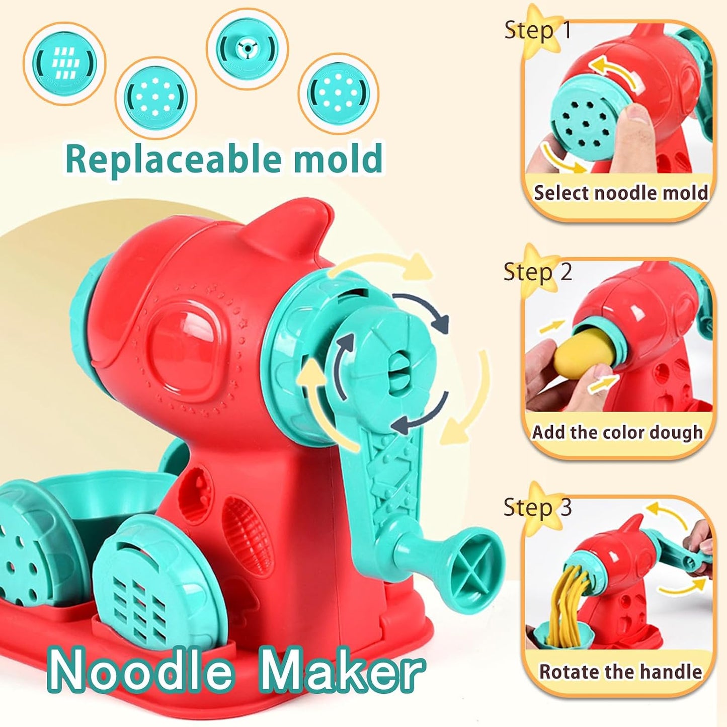 Hot Crelloci 3 in 1 Color Dough Kitchen Creations Set, Ice Cream Spaghetti Burger Maker Machine, Art Crafts Food Modeling Toys, Accessories Tools Kit for Boys Girls Kids Toddlers Ages 3+ (12 Colors Dough)