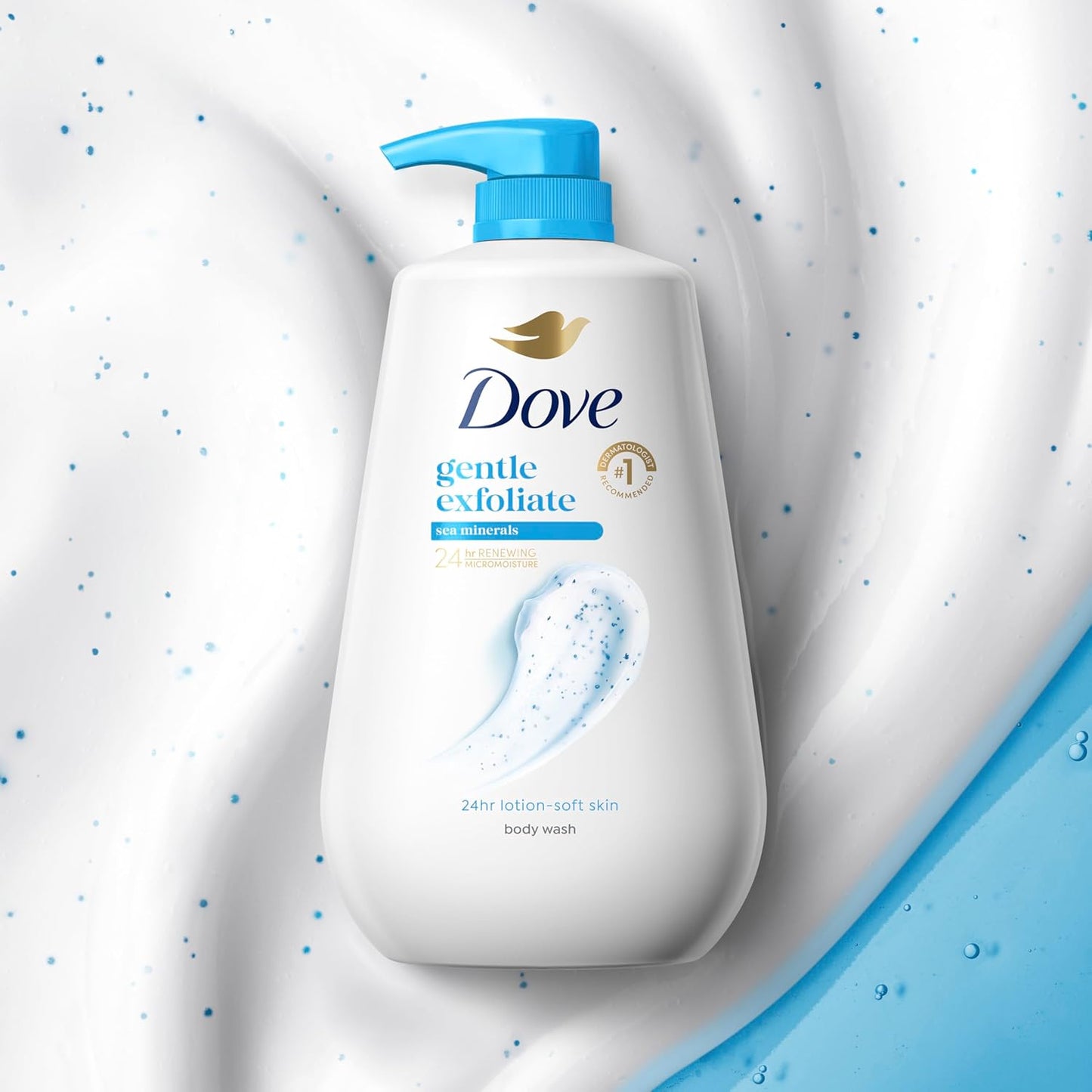 HotDove 24hr Lotion Body Wash Gentle Exfoliate Sea Minerals, 30.6 oz | Exfoliating body wash with MicroMoisture for smooth, soft skin