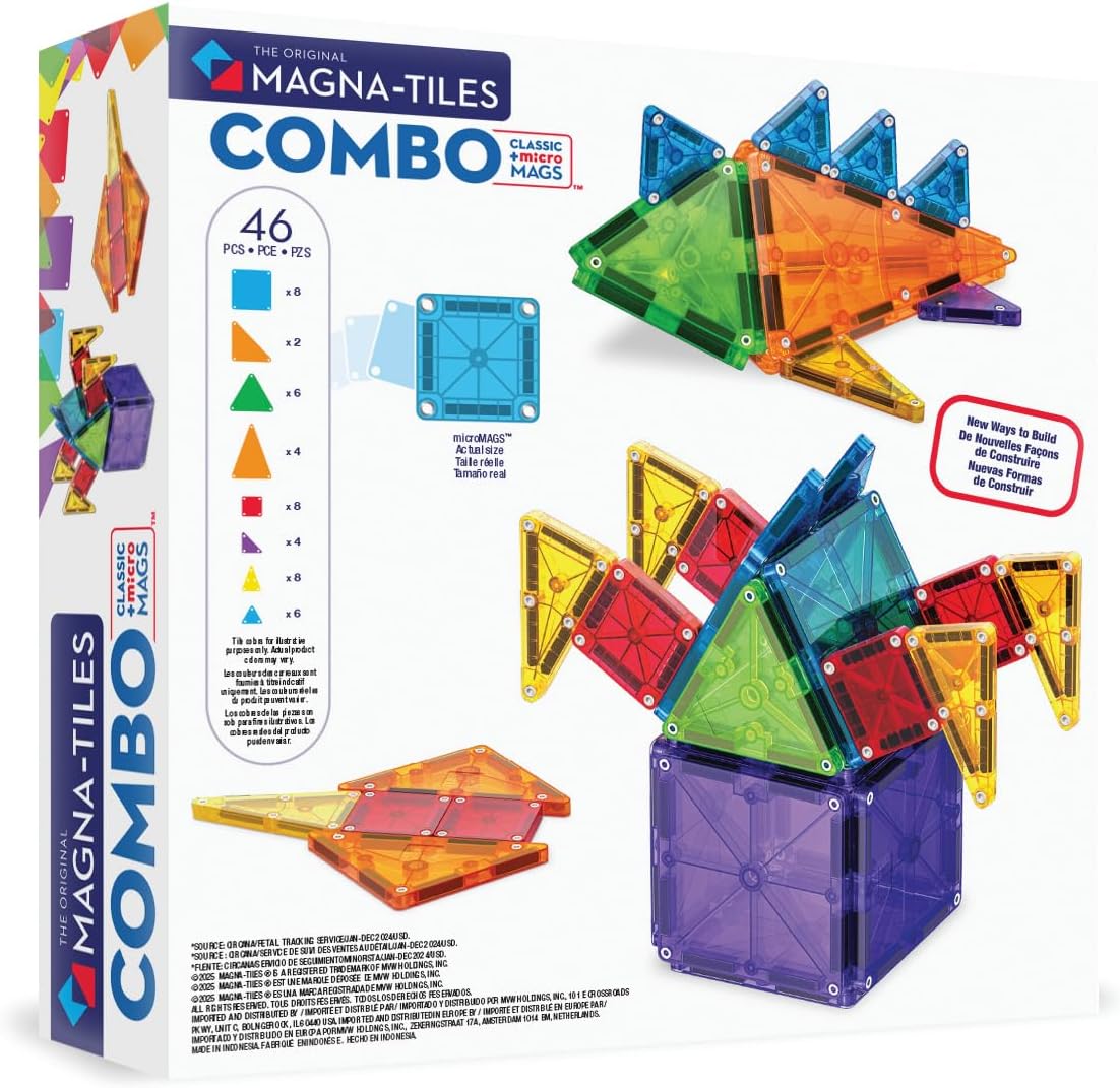 HotMAGNA-TILES® Combo 46-Piece Magnetic Construction Set, The Original Magnetic Building Brand