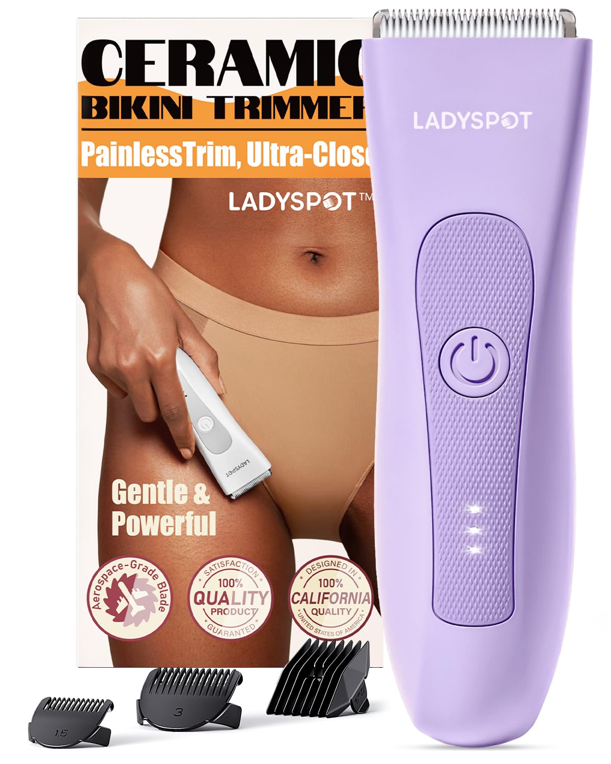 HotMANSPOT Manscape Groin & Body Hair Trimmer for Men, Electric Ball Pubic Trimmer Shaver,Manscape Kit with 4 Guard,Replaceable Ceramic Blade Heads,Waterproof Wet/Dry Shaver,90 Minutes Shaving
