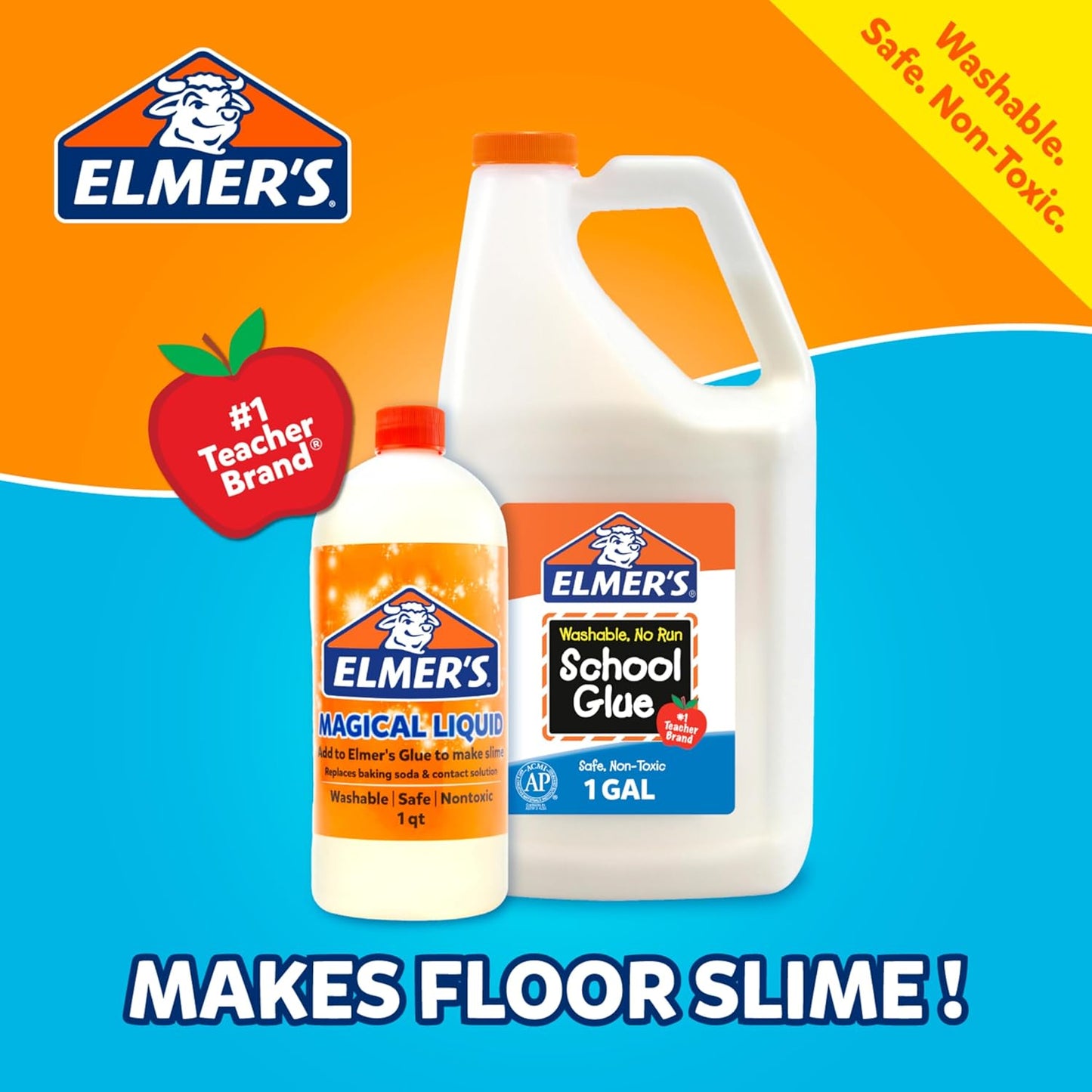 HotElmer's Magical Liquid, Slime Activator Solution, Safe and Washable, 1 Quart - Updated Formula for Double the Slime Output