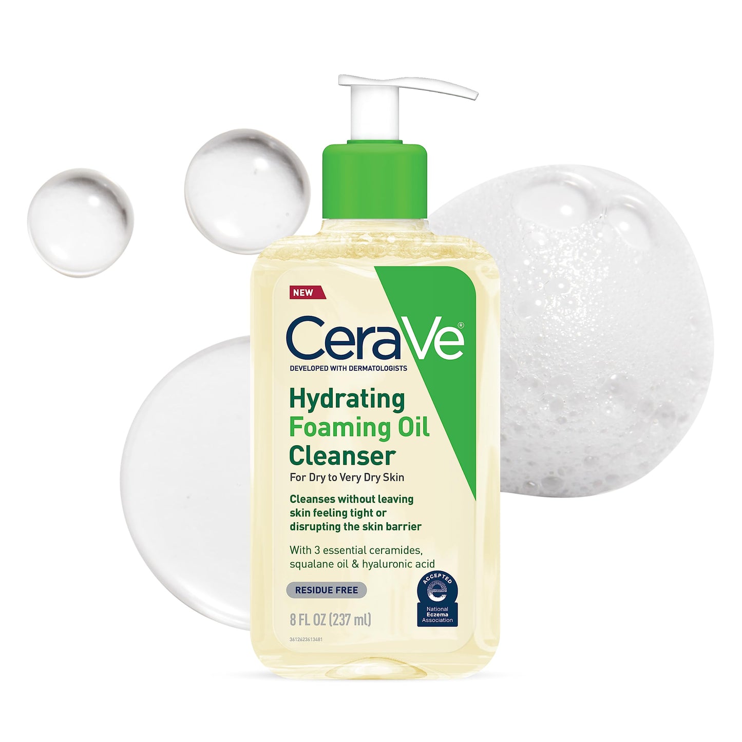HotCeraVe Hydrating Foaming Oil Facial Cleanser with Hyaluronic Acid, 19oz | Face and body wash with squalane oil and ceramides in a fragrance free, residue free formula for dry to very dry skin.