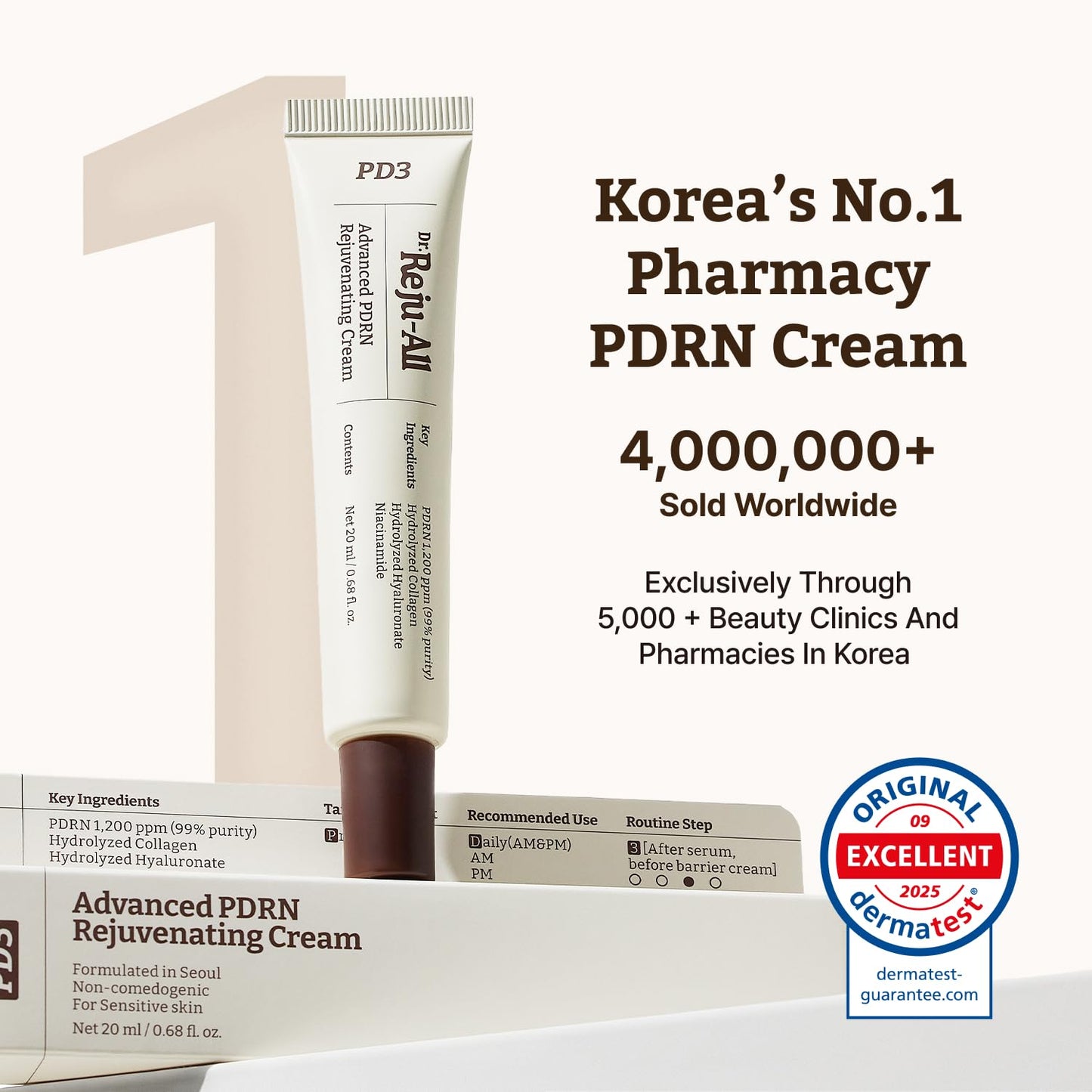 HotDr.Reju-All PDRN Rejuvenating Cream – Rejuall PDRN Face Moisturizer – Optimal 1200ppm for Glass Skin & Plumping – Korean Pharmacy Anti-Aging Skin Care Face Cream - 0.7 Fl Oz