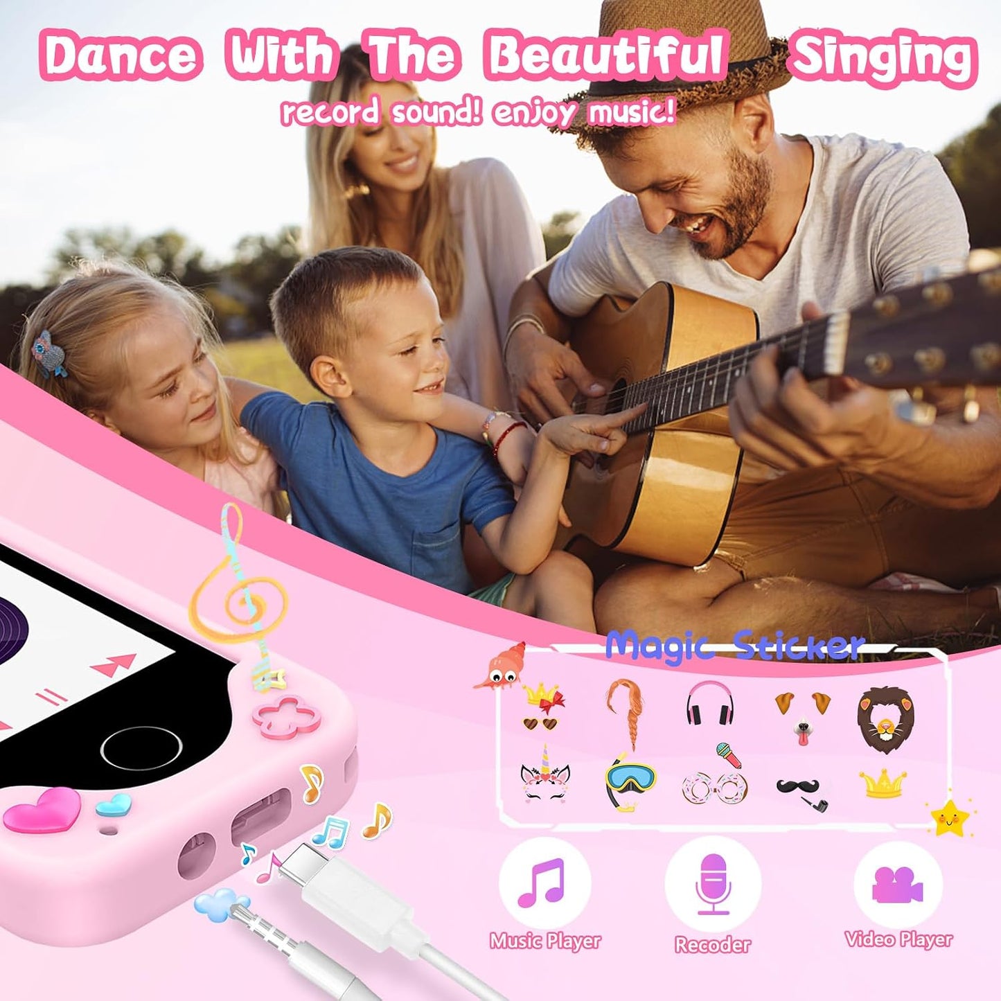 Hot Kids Smart Phone with Dual Camera, Game & Music Player, Toddler Learning Play Toy Cell Phone, Gifts for Girls, Christmas, Birthday, Age 3-10, Light Pink