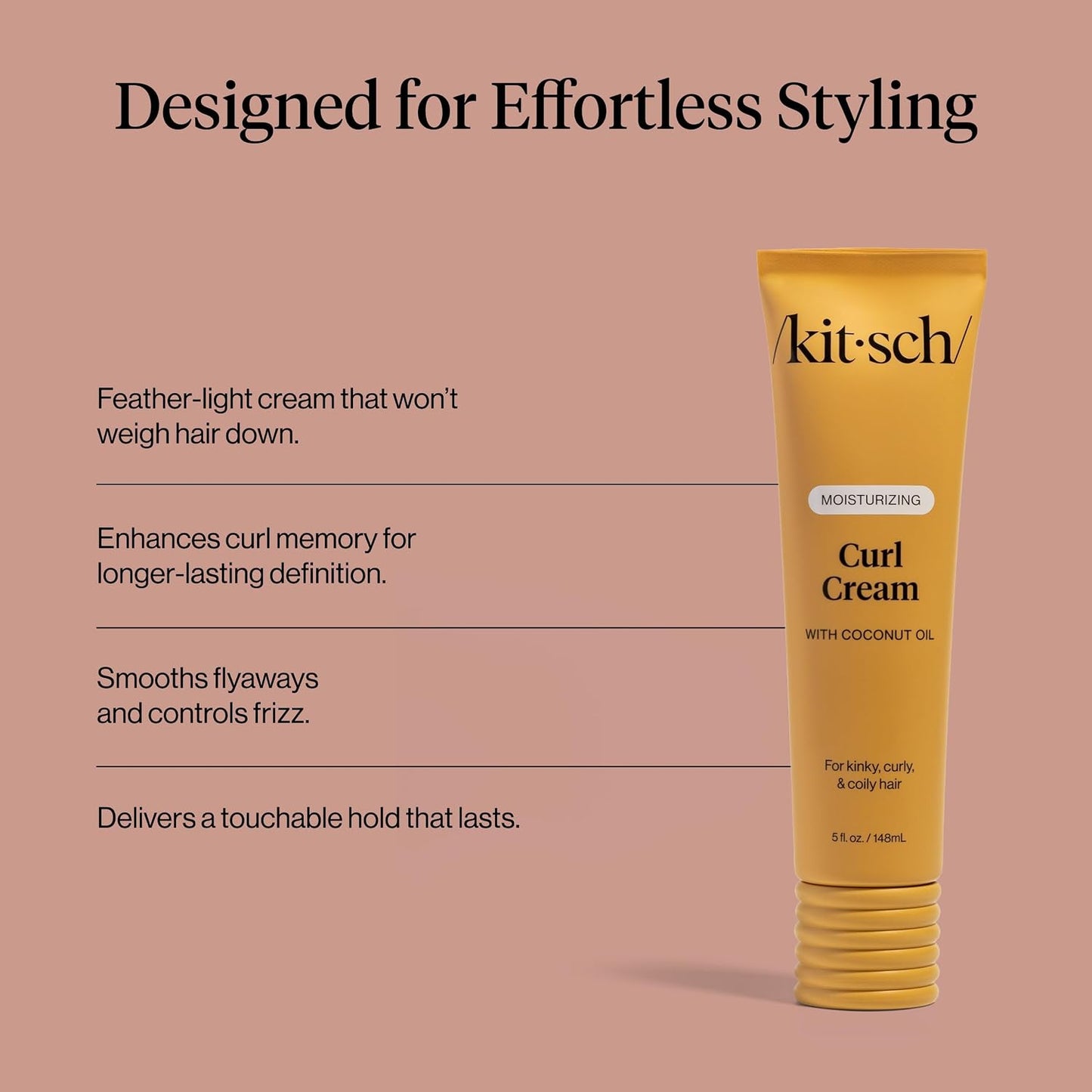 HotKitsch Moisturizing Curl Cream for Curly Hair – Lightweight Curly Hair Products for Men & Women | Defines Curls, Controls Frizz & Boosts Shine | Hydrating Curling Cream